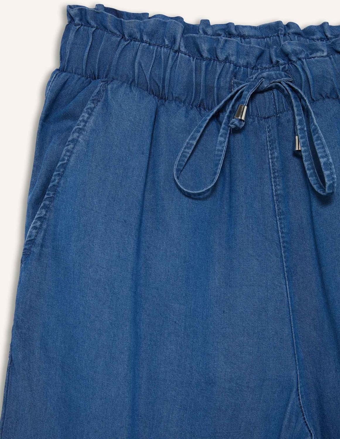 DeFacto Pull On Culotte Yüksek Beli Lastikli Akışkan Kumaş Yıkamalı İnce Jean Pantolon D8241AX25SM görsel 8