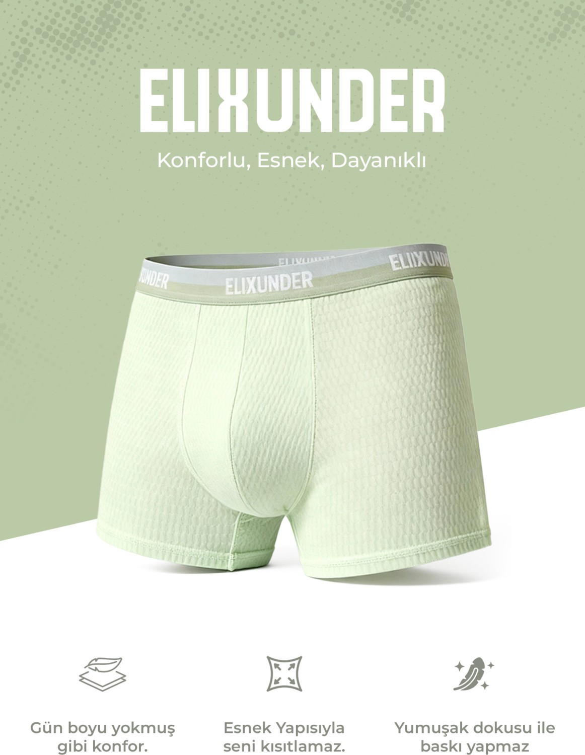Elixunder 4'lü Erkek Boxer Terletmez Nefes Alabilen Pamuklu Boxer görsel 4