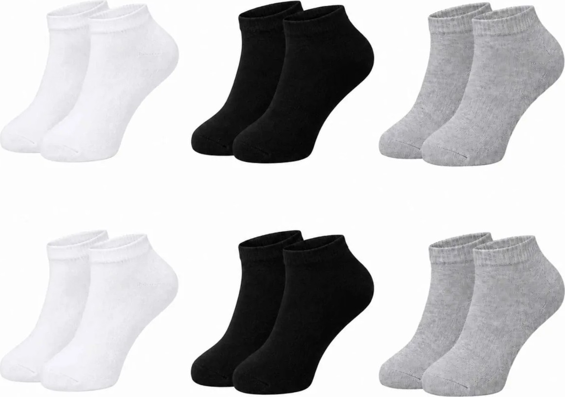 Belirtilmemiş Kadın Bambu Patik Çorap 6'lı Paket, Siyah Beyaz Gri, Nefes Alan Nem Emici Yumuşak Günlük Spor Bilek