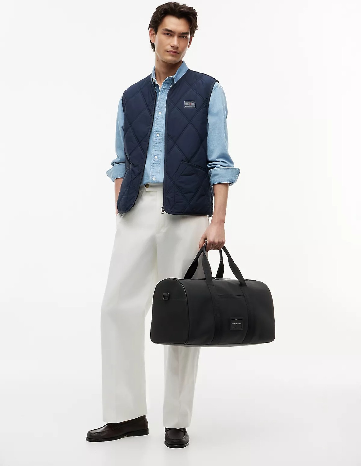 Tommy Hilfiger Erkek Logo Etiketli Çıkarılabilir Uzun Askılı Geniş Iç Hacimli Siyah El Çantası AM0AM14441-BDS görsel 2
