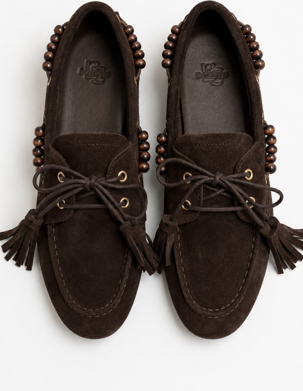 İx Odessa Loafer Kadın Taba Hakiki Süet Deri Boncuk ve Püskül Detaylı Kaymaz Termotaban Loafer Ayakkabı görsel 2