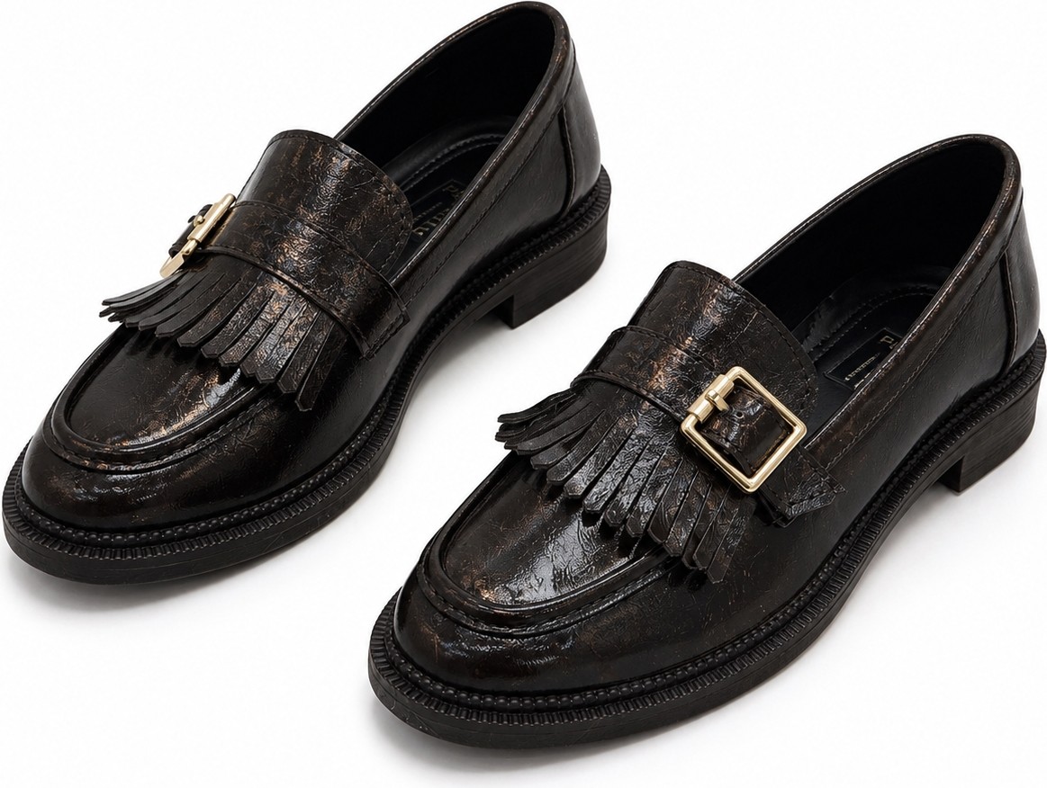Patron Shoes Kadın Püsküllü Tokalı Loafer Ayakkabı Günlük Şık Klasik Model görsel 5