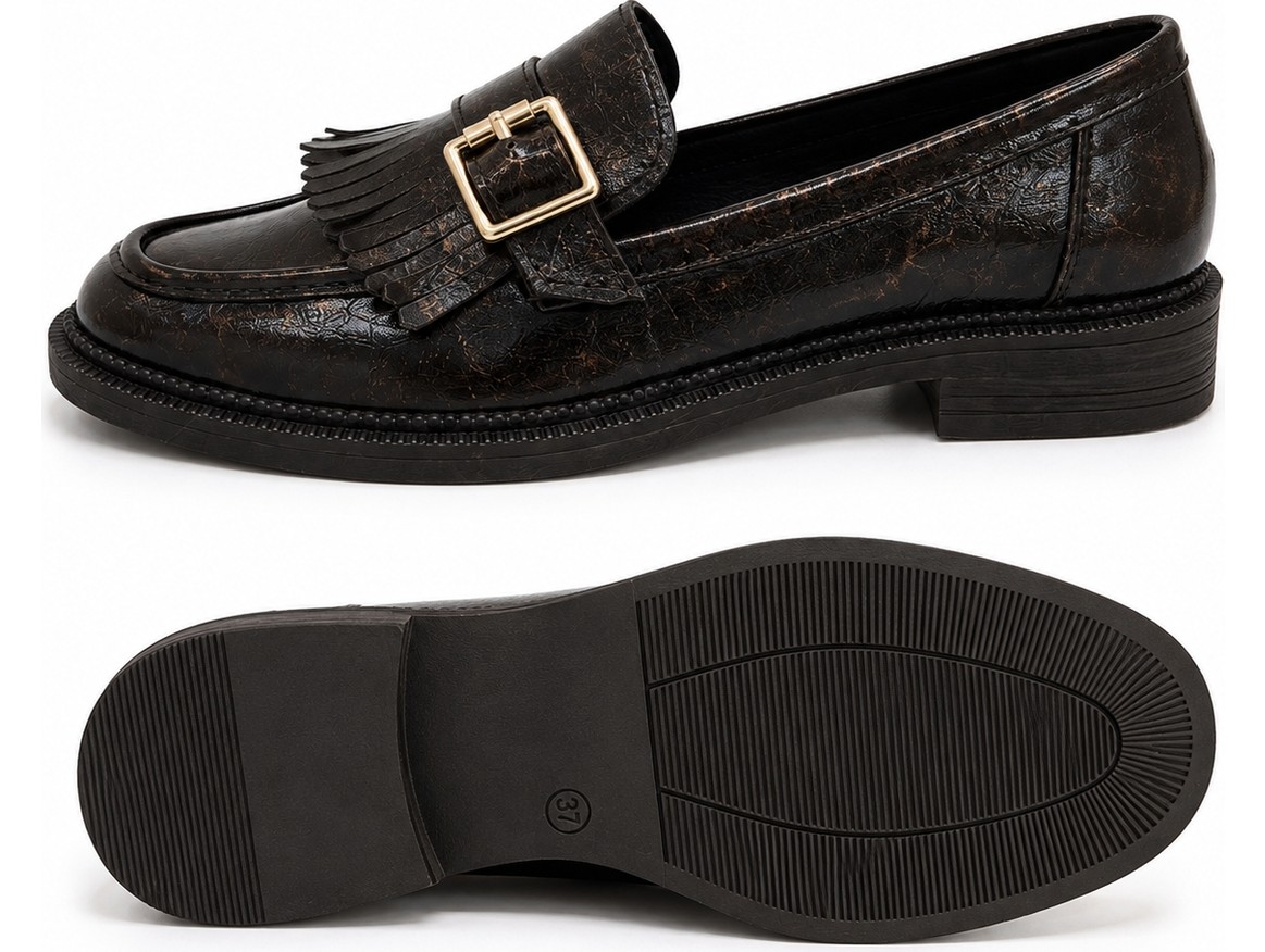 Patron Shoes Kadın Püsküllü Tokalı Loafer Ayakkabı Günlük Şık Klasik Model görsel 6