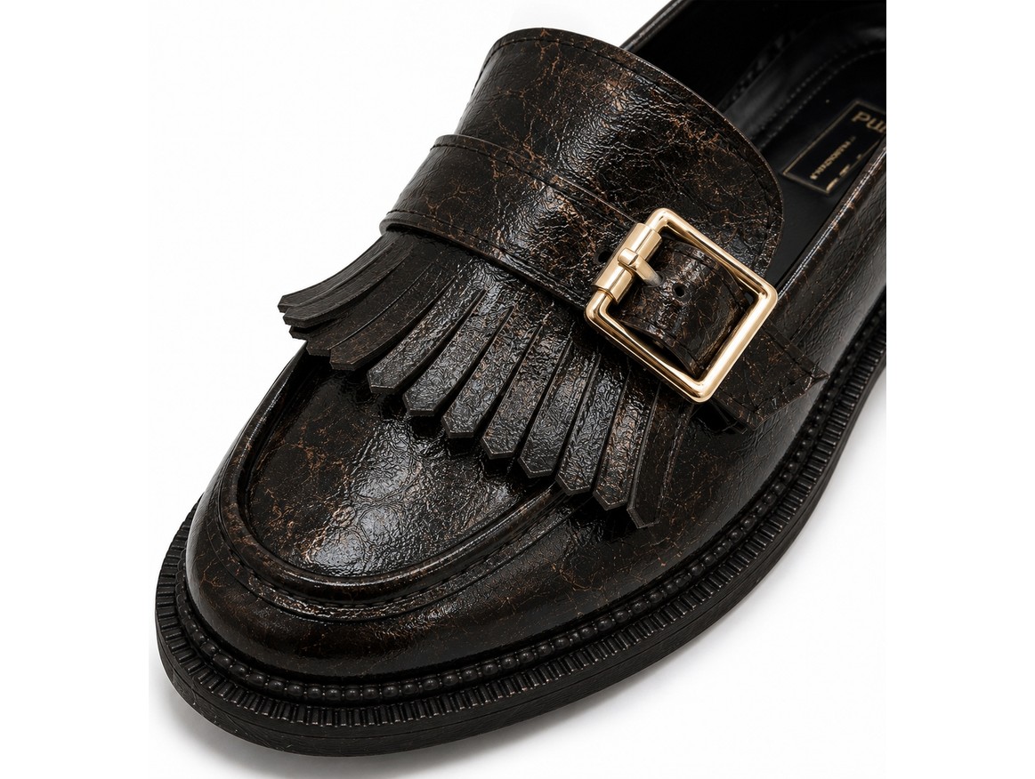 Patron Shoes Kadın Püsküllü Tokalı Loafer Ayakkabı Günlük Şık Klasik Model görsel 8