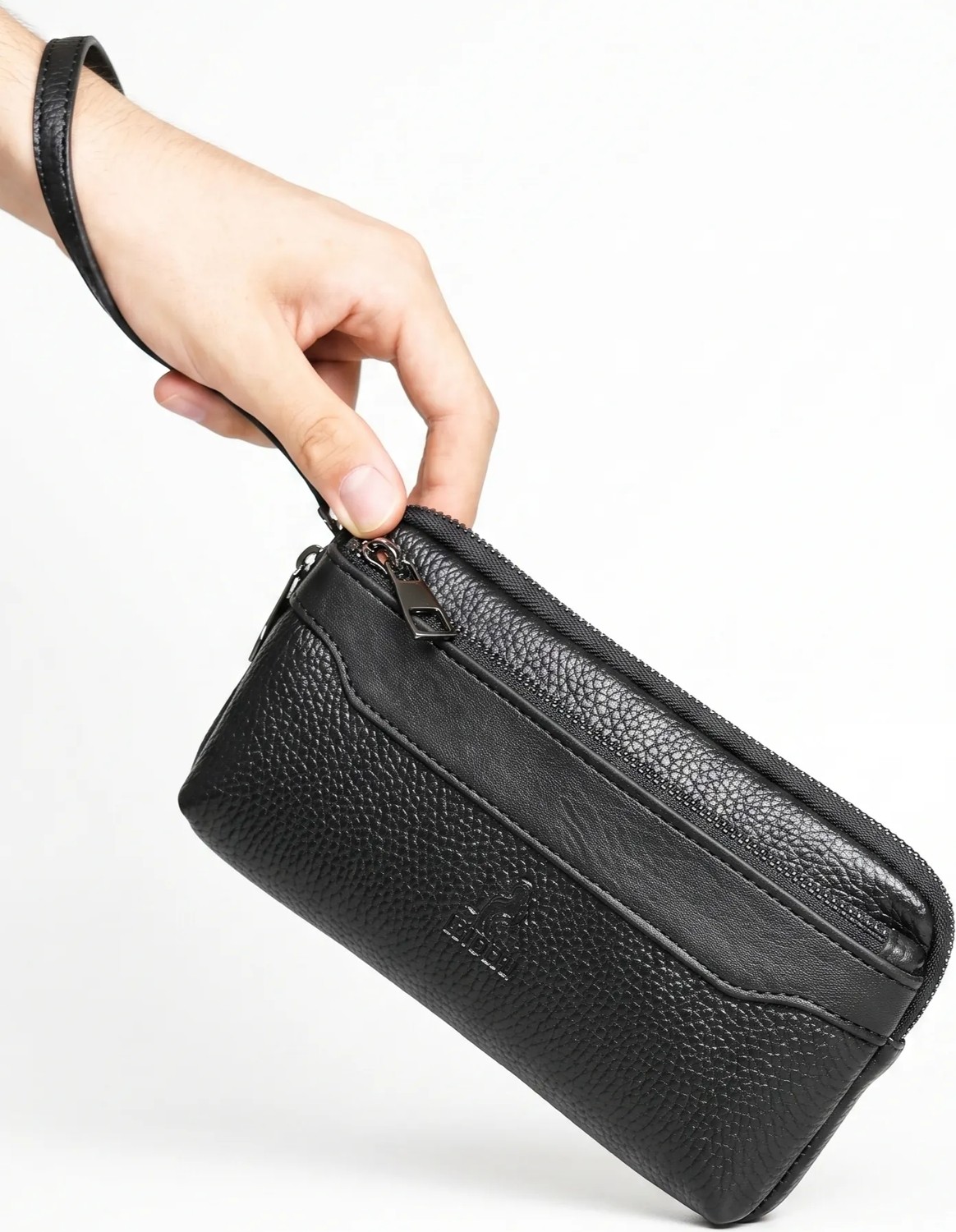 EN Deri Erkek Siyah El Çantası - Bileklikli Portföy Çanta