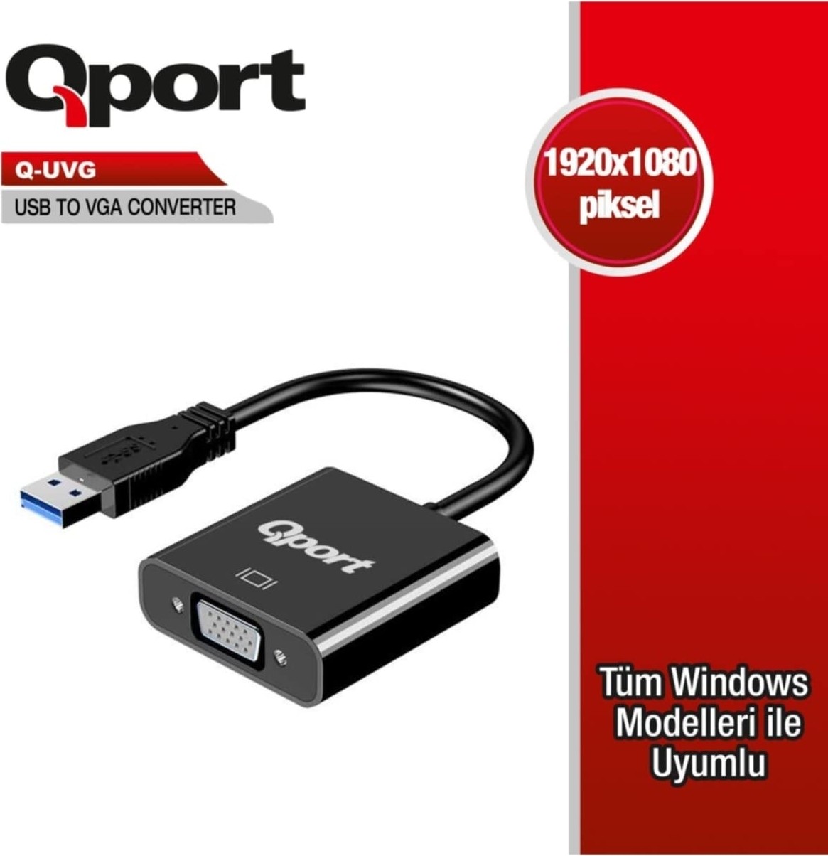 Aesco Qport Q-Uvg 16CM Usb-Vga Çevirici