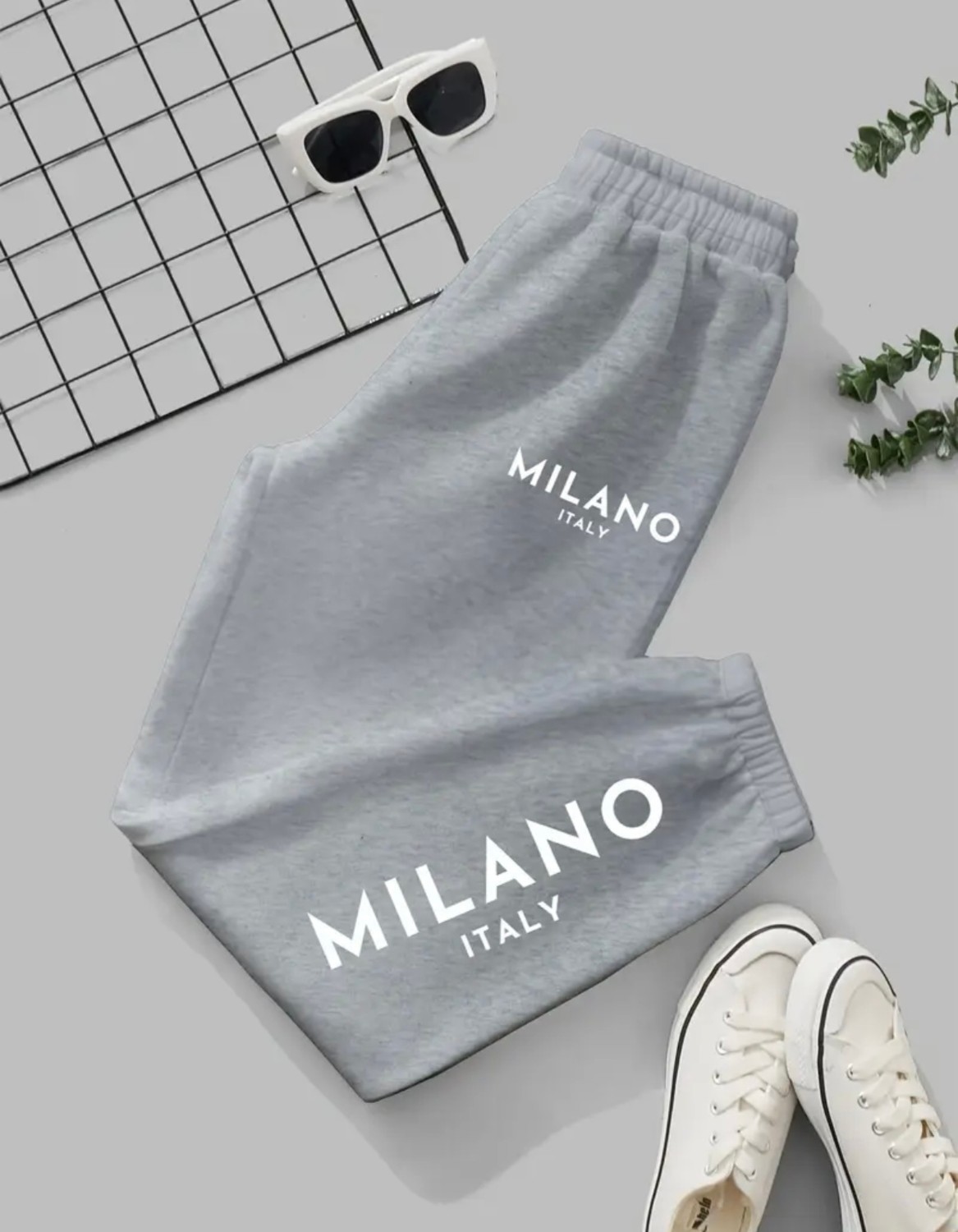 Amor Face Büyük Beden Özel Tasarım Milano Italy Baskılı Ultra Rahat Yazlık Jogger Kadın Eşofman Altı görsel 2