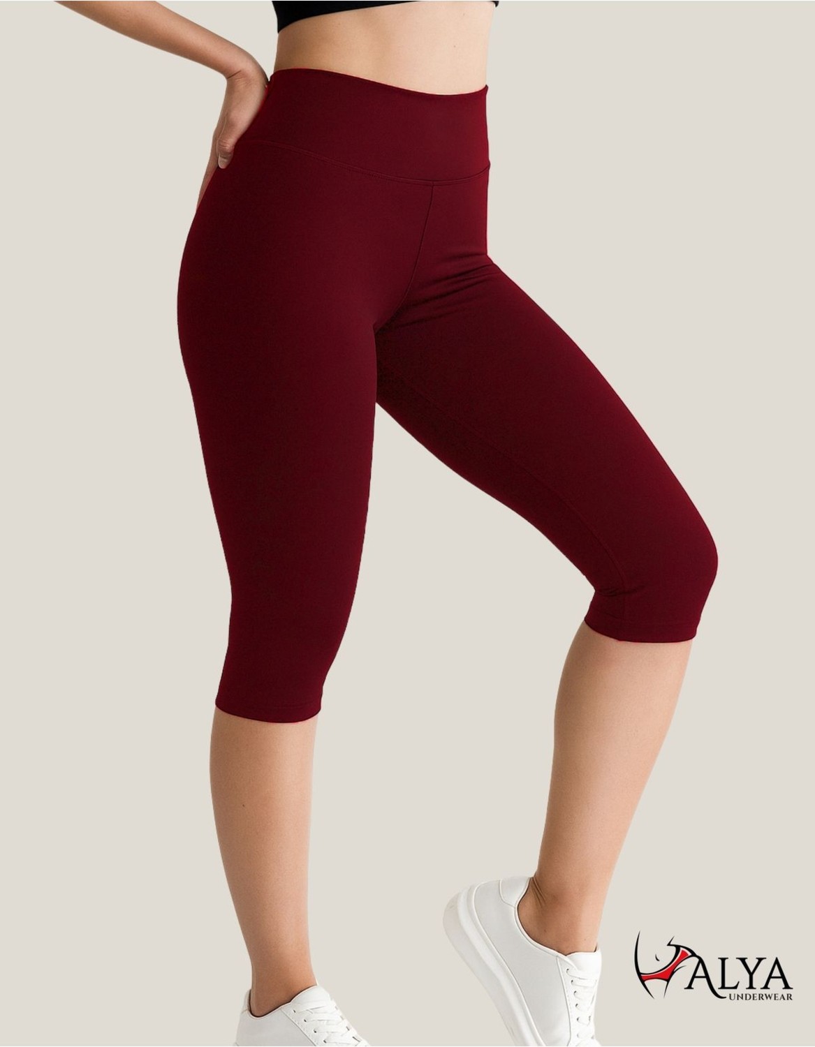 Alya Underwear Diz Altı Kapri Tayt Yüksek Bel Likralı Dalgıç Kumaş ( Siyah, S )