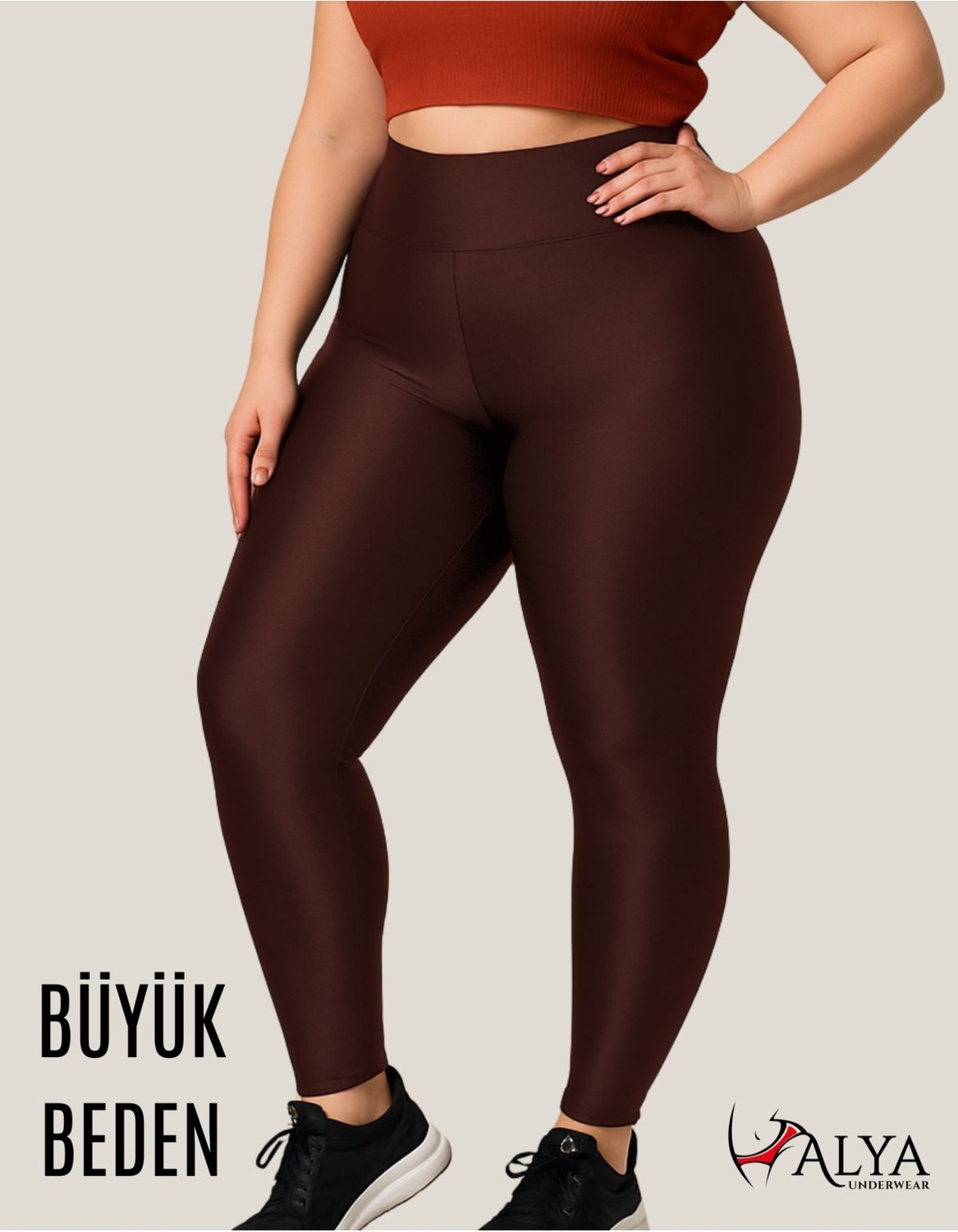 Alya Underwear Büyük Beden Tayt Dalgıç Kumaş Yüksek Bel ( Siyah, 4xl)