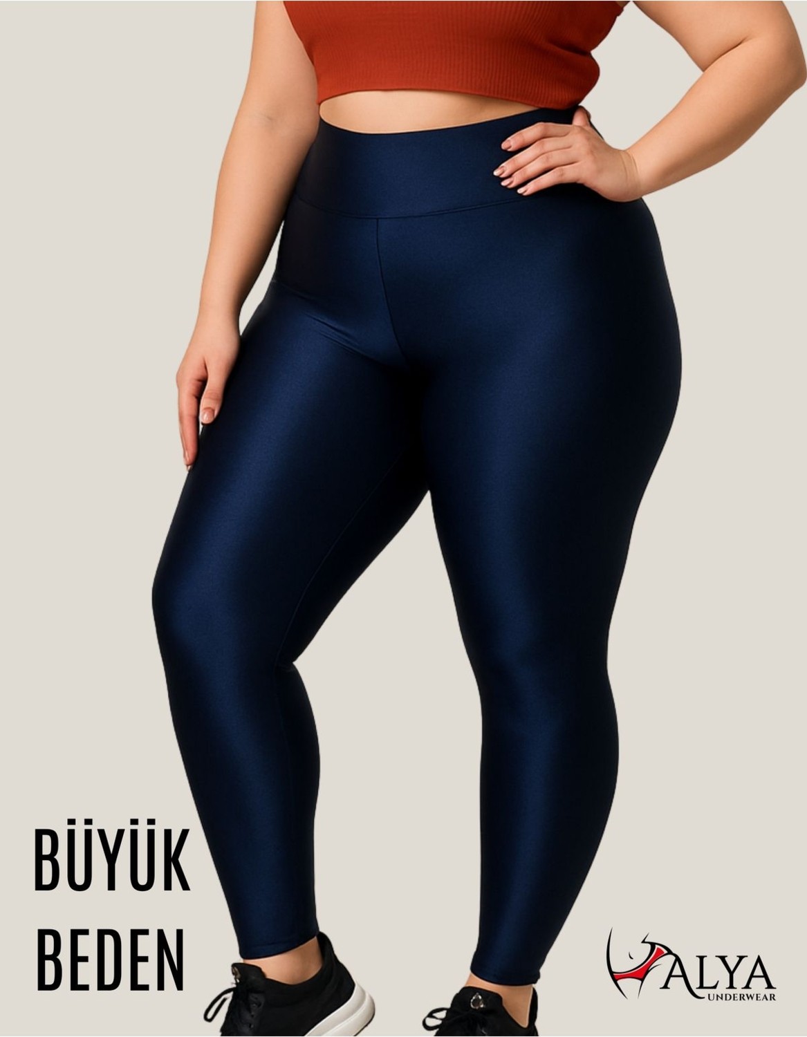 Alya Underwear Büyük Beden Tayt Dalgıç Kumaş Yüksek Bel ( Siyah, 4xl)