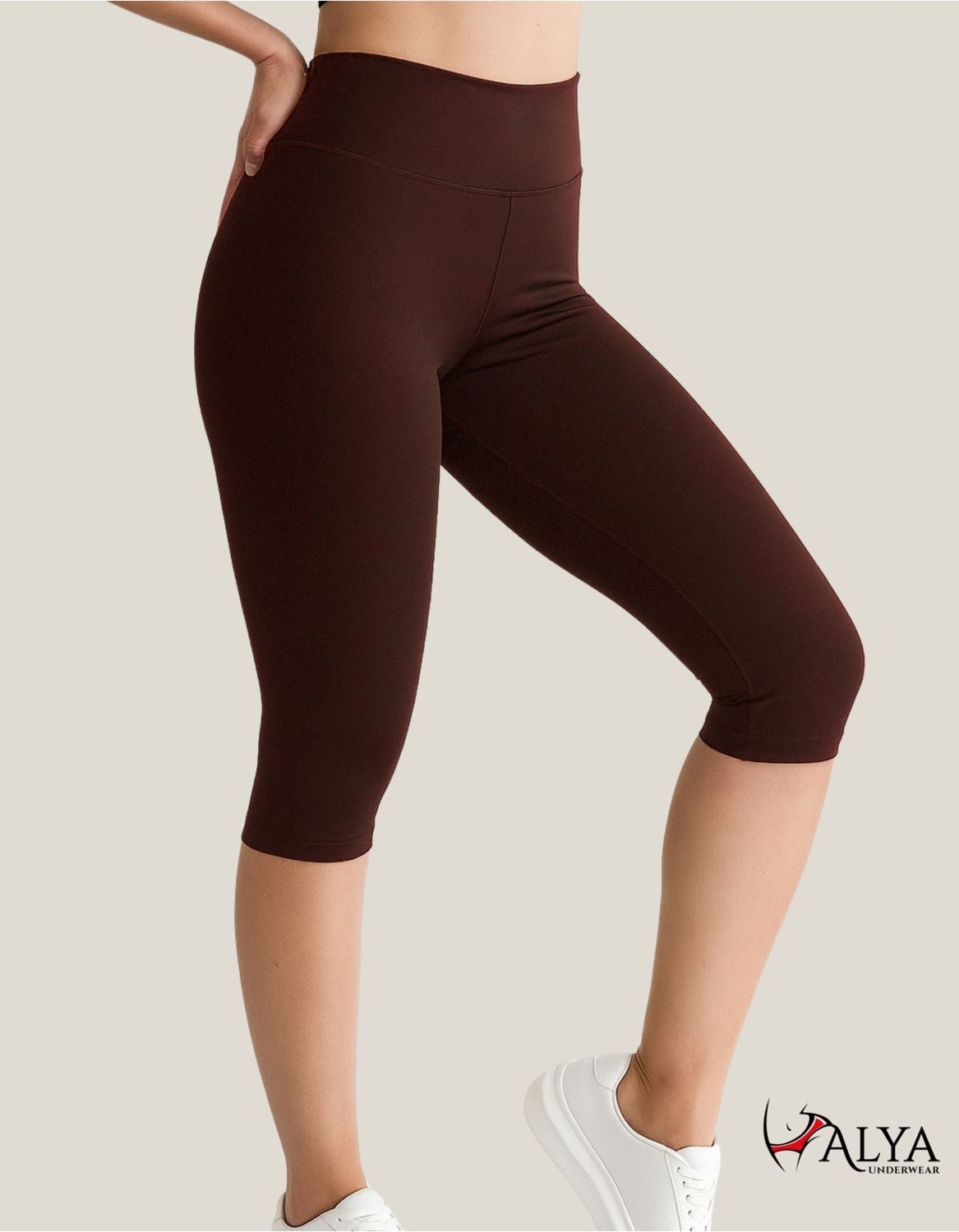 Alya Underwear Diz Altı Kapri Tayt Yüksek Bel Likralı Dalgıç Kumaş ( Siyah, S )