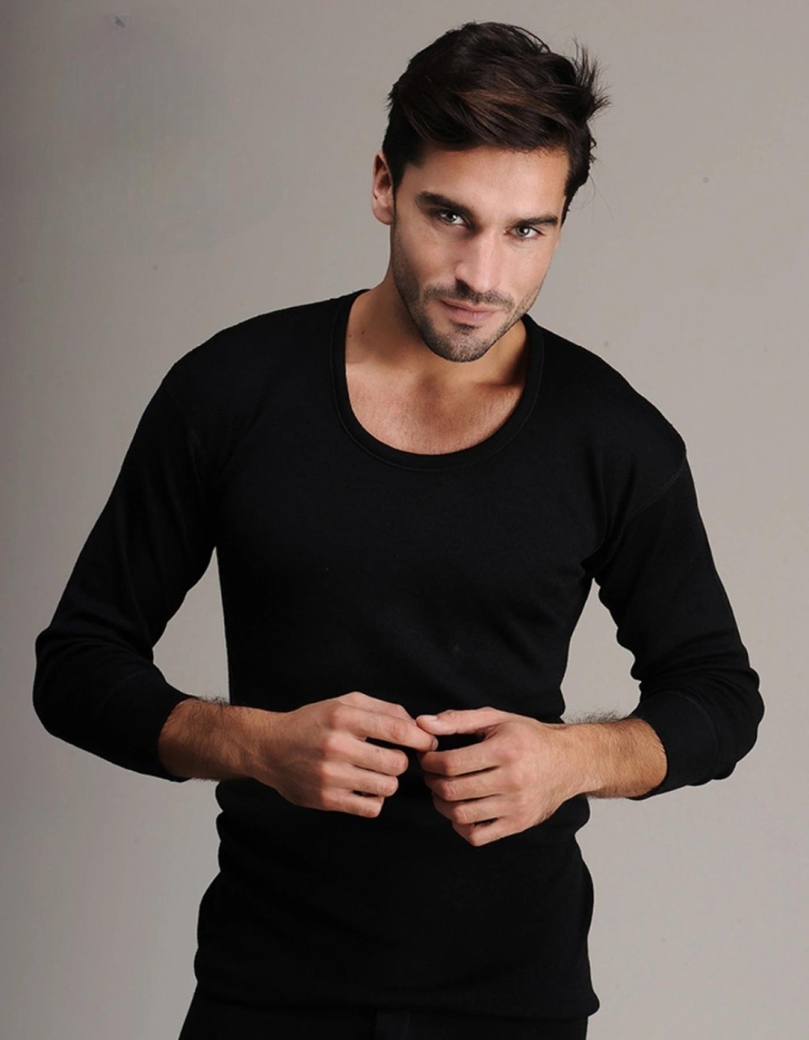 Hasyün Erkek Siyah %61 Yün Uzun Kol Fanila Atlet Içlik 4002 - 1 Adet