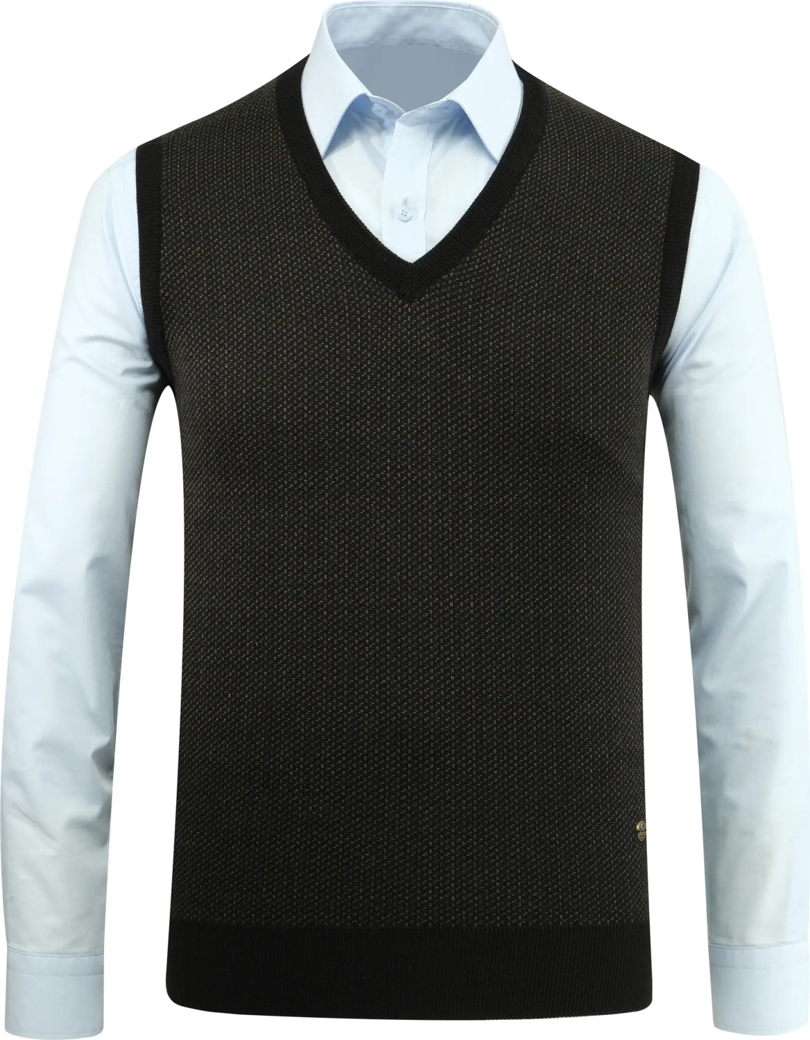 Çizgi Triko Erkek V Yaka Süveter Desenli Çelik Örgü Regular Kalıp - 5206H görsel 5