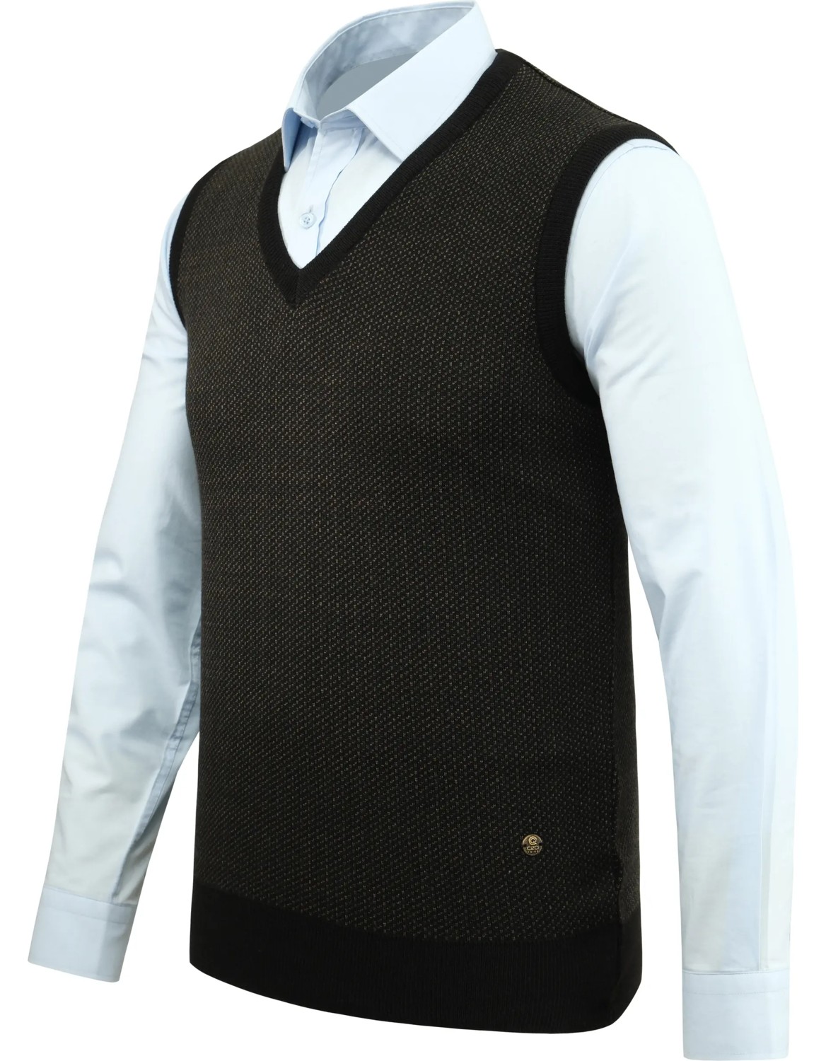 Çizgi Triko Erkek V Yaka Süveter Desenli Çelik Örgü Regular Kalıp - 5206H görsel 6