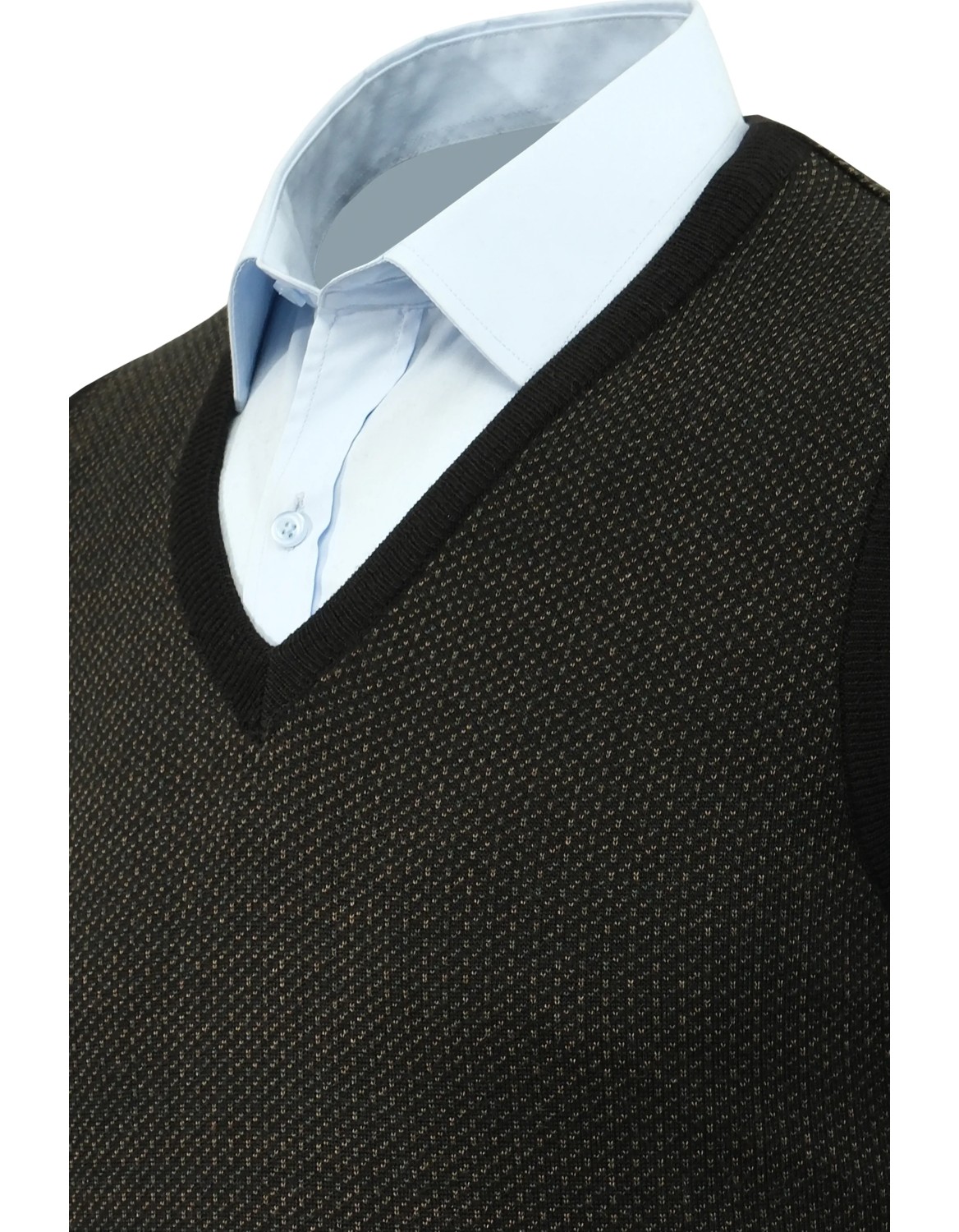 Çizgi Triko Erkek V Yaka Süveter Desenli Çelik Örgü Regular Kalıp - 5206H görsel 7