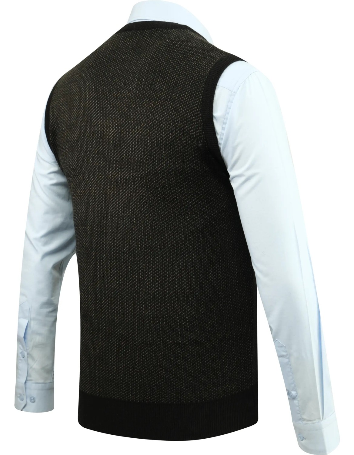 Çizgi Triko Erkek V Yaka Süveter Desenli Çelik Örgü Regular Kalıp - 5206H görsel 8