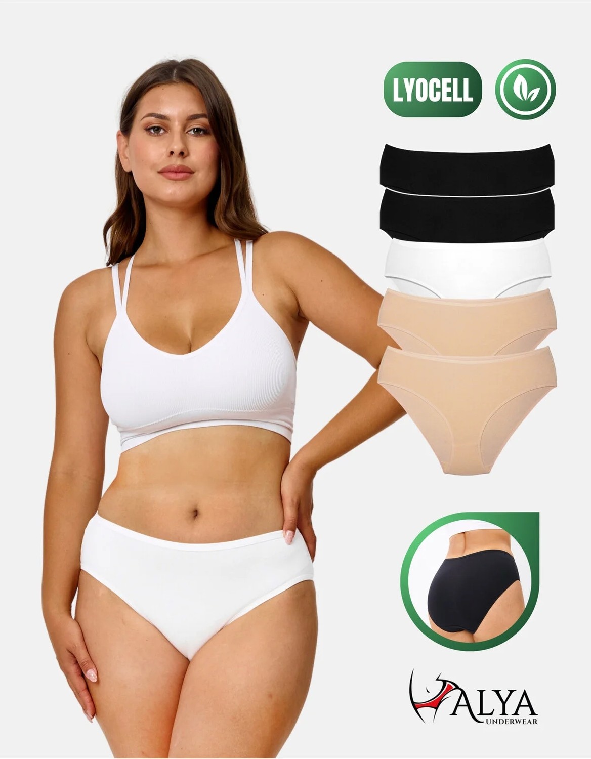 Alya Underwear Kadın Külot, Lyocell Kumaş Külot, Yumuşak ve Dayanıklı Kadın Iç Çamaşırı, Liyosel ( P02, 2xl )