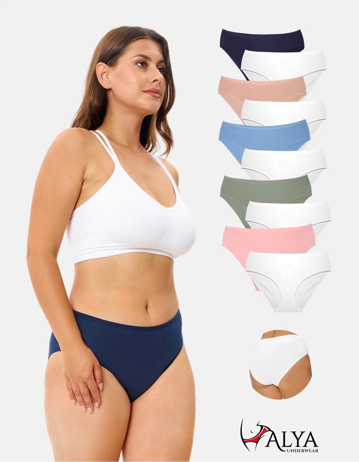 Alya Underwear Kadın Pamuklu Külot Basic Slip Renkli 10'lu Paket Yüksek Bel Iç Çamaşırı (Multicolor - X37) görsel 8