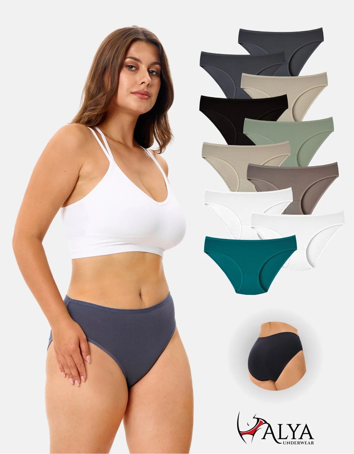 Alya Underwear Kadın Pamuklu Külot Basic Slip Renkli 10'lu Paket Yüksek Bel Iç Çamaşırı (Multicolor - X37)