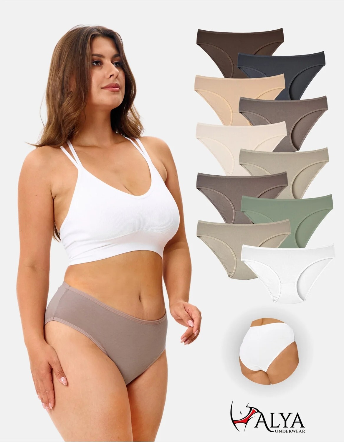 Alya Underwear Kadın Pamuklu Külot Basic Slip Renkli 10'lu Paket Yüksek Bel Iç Çamaşırı (Multicolor - X37)