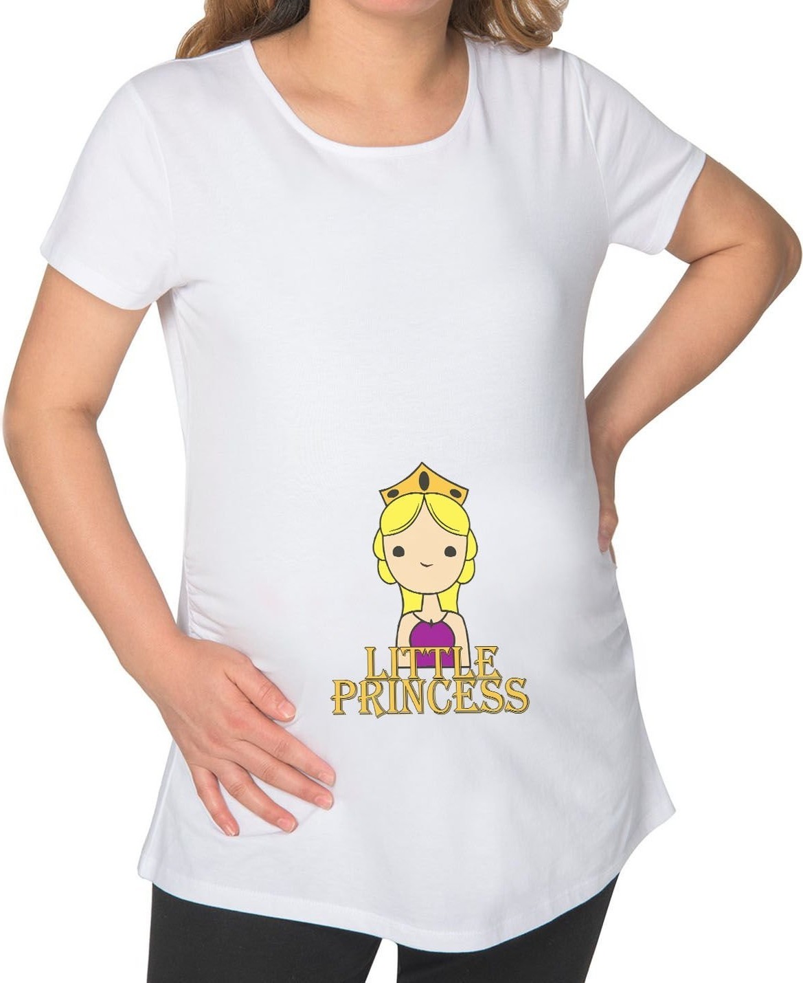 BK Gift Little Princess Tasarımlı Beyaz Hamile Tişört-1, Hamile Giyim, Eşe Hediye