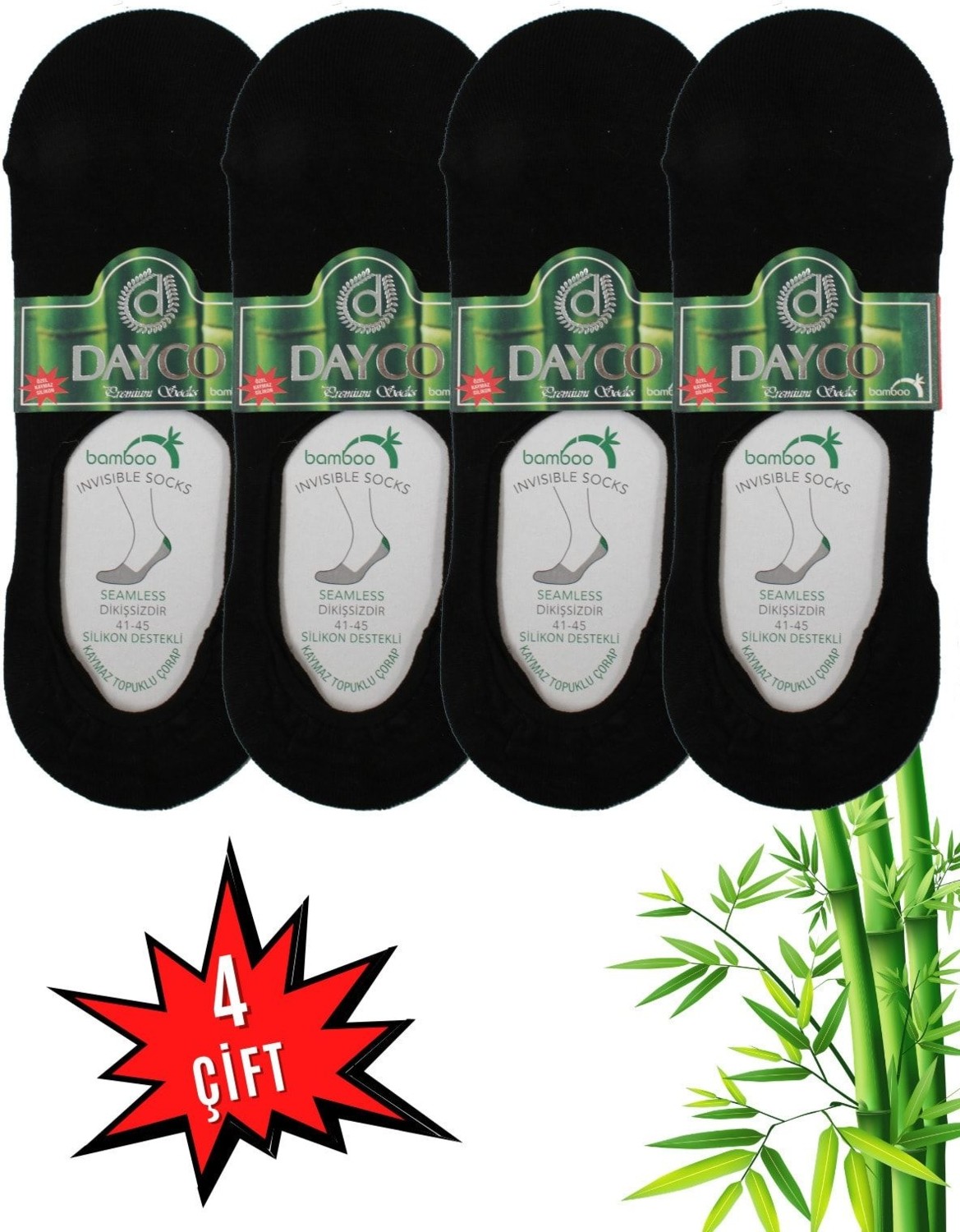 Dayco Erkek Bambu Premium Babet Çorap 4'lü Set Beyaz