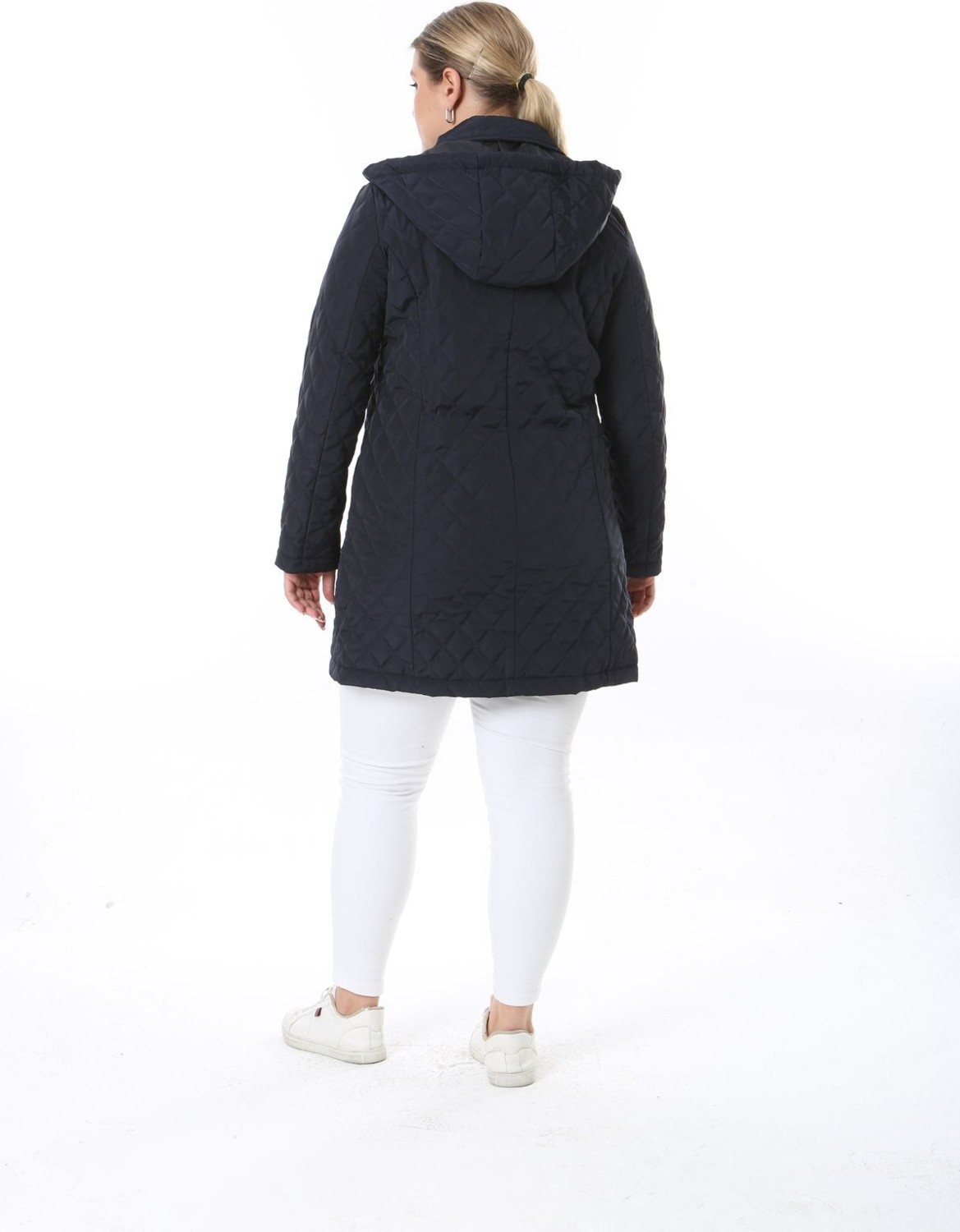 TUTveAL Collection Kadın Uzun Suya Dayanıklı Memory Kumaş Kapüşonlu Mont Büyük Beden Mont