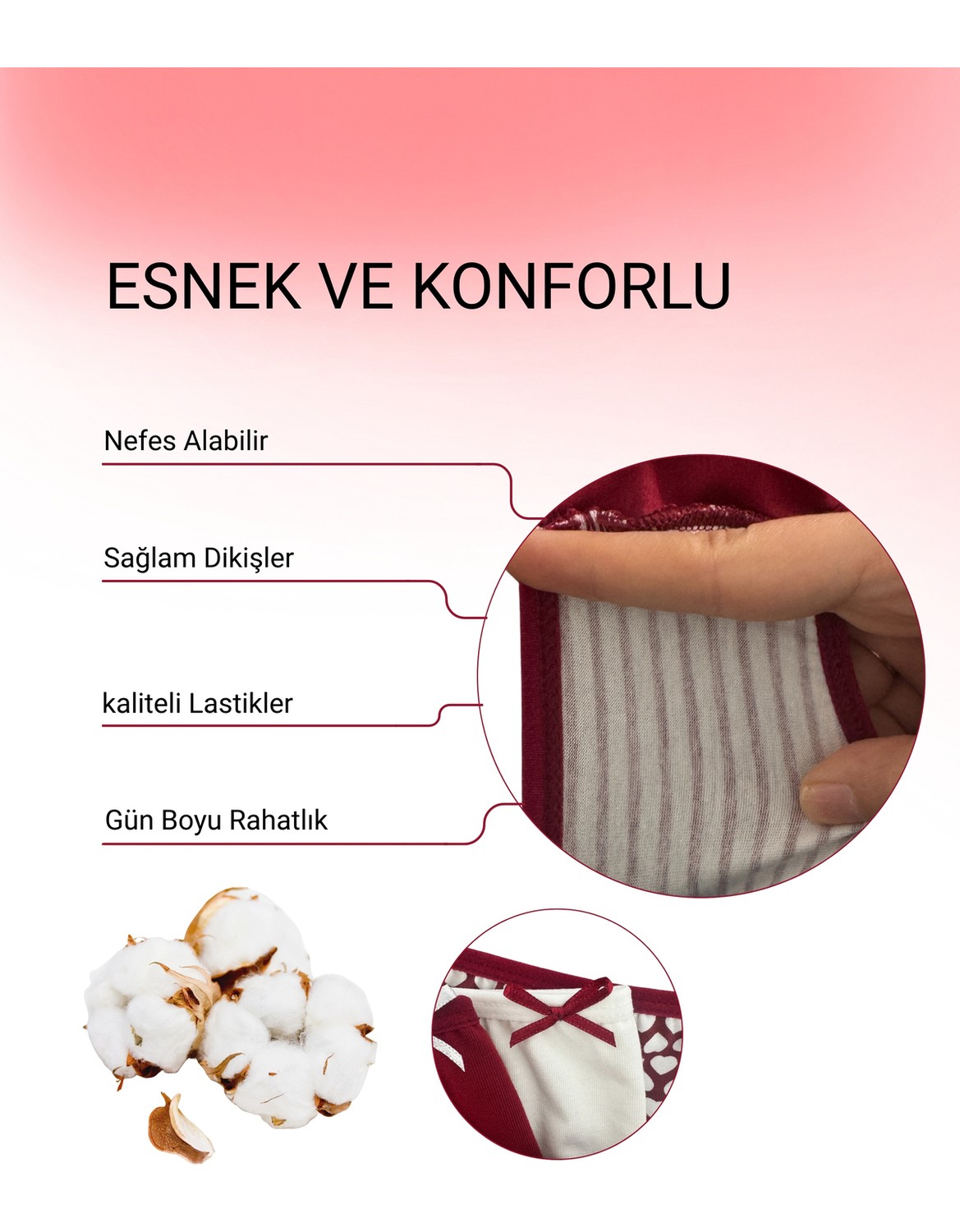 Alya Underwear Pamuklu Kadın Külot Slip Empirme Baskılı Yüksek Bel Iç Çamaşırı - 5'li Paket, S görsel 2