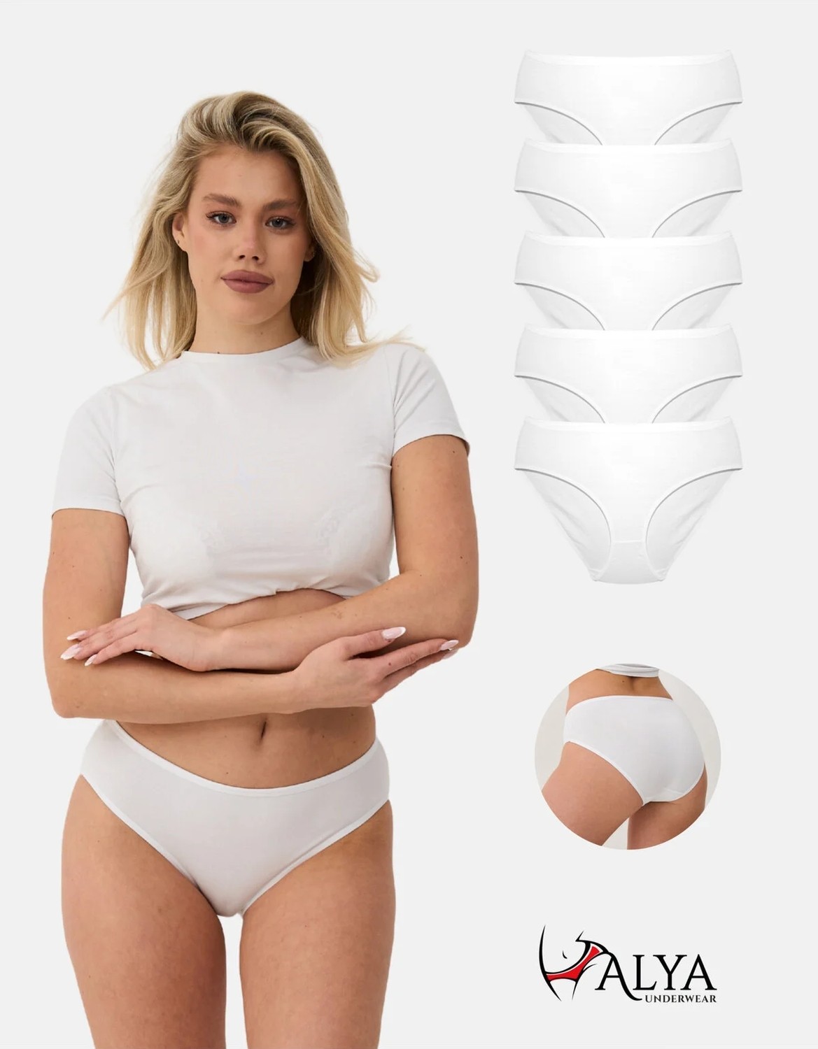 Alya Underwear Kadın Külot Pamuklu Iç Çamaşırı Büyük Beden Dahil - Kahve, Bej, Pudra, Sütlü Kahve, Beyaz 5'li Paket- P20 - L