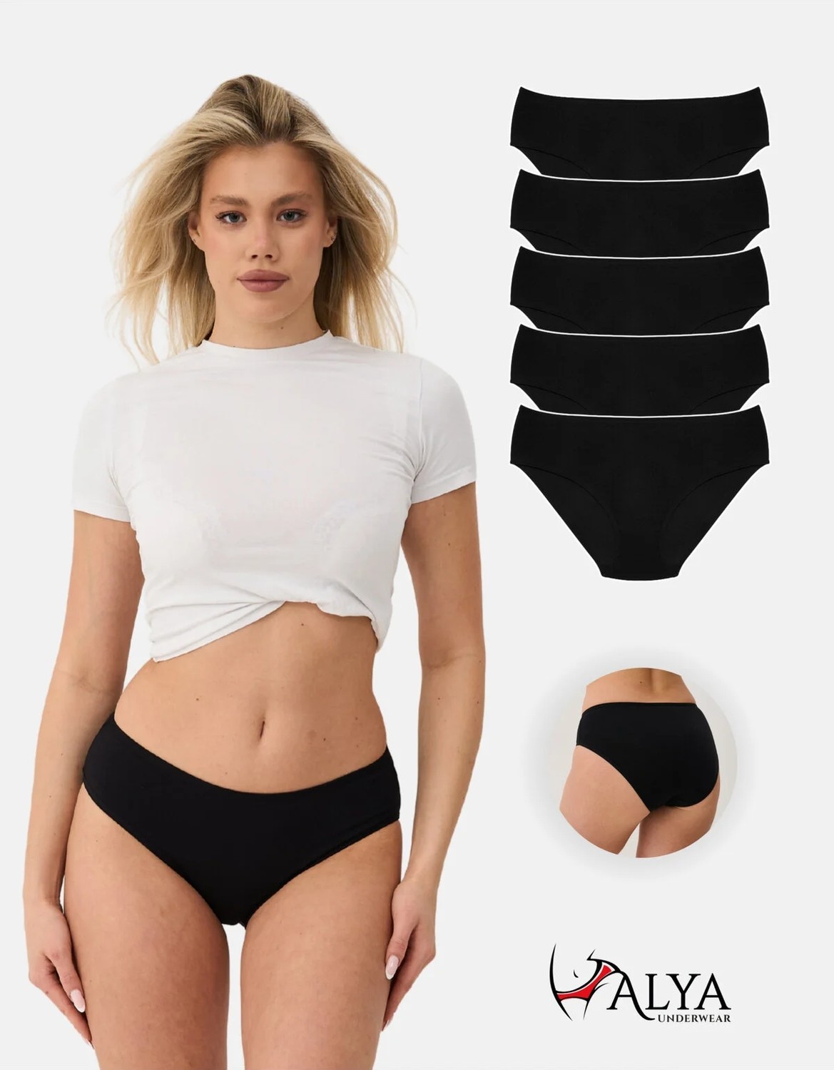 Alya Underwear Kadın Külot Pamuklu Iç Çamaşırı Büyük Beden Dahil - Kahve, Bej, Pudra, Sütlü Kahve, Beyaz 5'li Paket- P20 - L