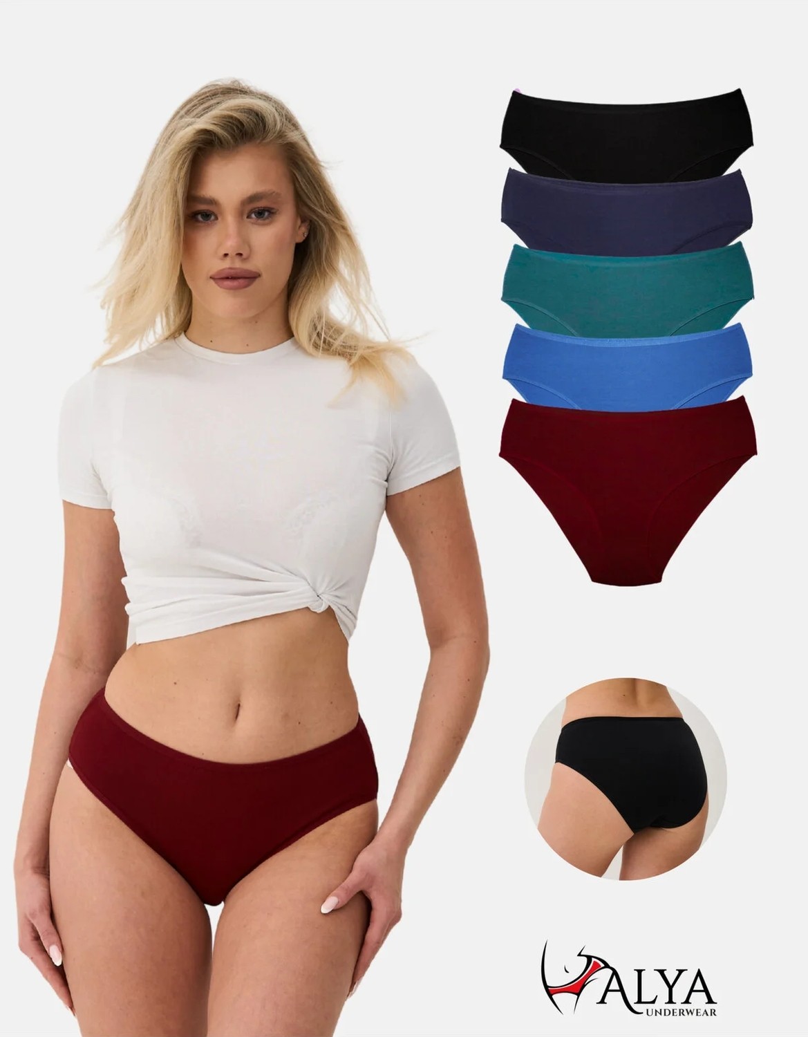 Alya Underwear Kadın Külot Pamuklu Iç Çamaşırı Büyük Beden Dahil - Kahve, Bej, Pudra, Sütlü Kahve, Beyaz 5'li Paket- P20 - L