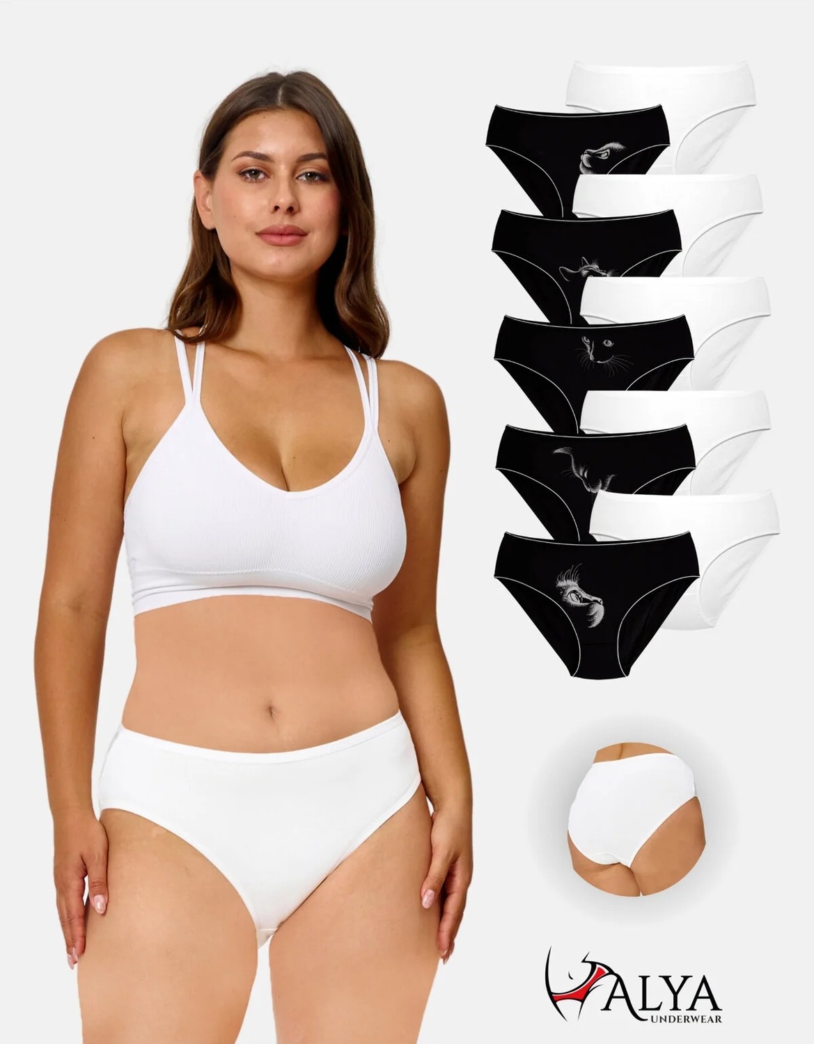 Alya Underwear Kadın Pamuklu Külot Basic Slip Renkli 10'lu Paket Yüksek Bel Iç Çamaşırı (Multicolor - X37)