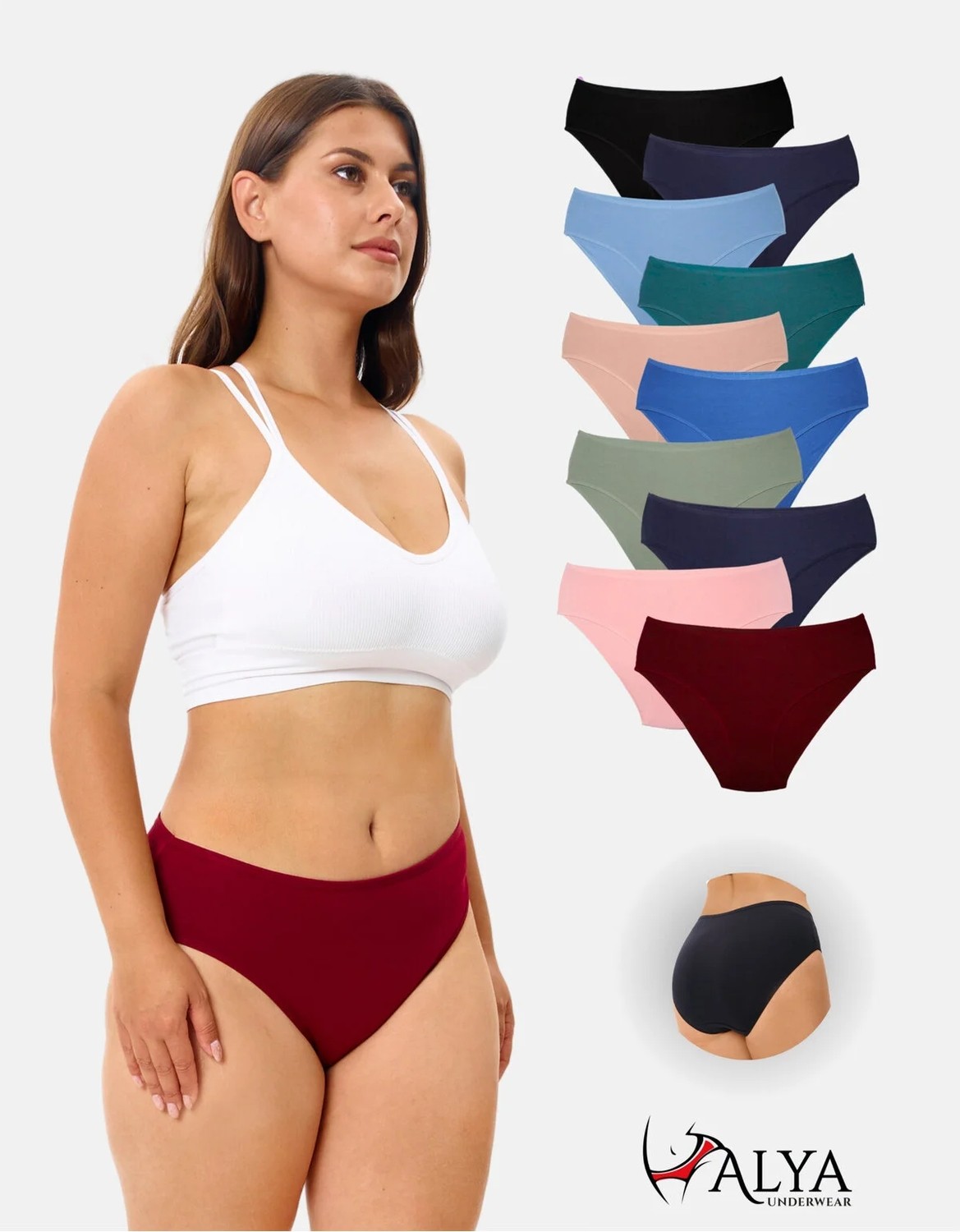 Alya Underwear Kadın Pamuklu Külot Basic Slip Renkli 10'lu Paket Yüksek Bel Iç Çamaşırı (Multicolor - X37)