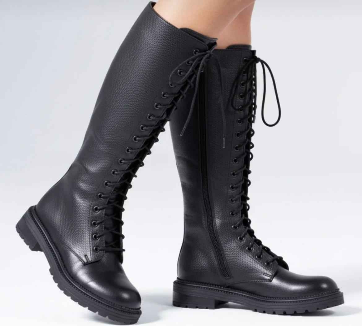 Laura Shoes Laura 35-43 Numara Kadın Hakiki Deri Kışlık Uzun Çizme, Kaymaz Taban & Bağcıklı görsel 2