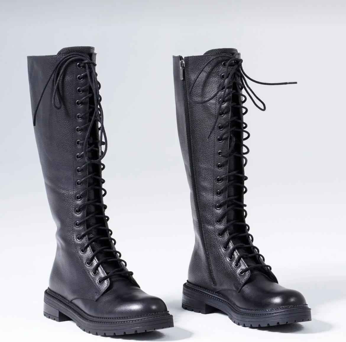 Laura Shoes Laura 35-43 Numara Kadın Hakiki Deri Kışlık Uzun Çizme, Kaymaz Taban & Bağcıklı