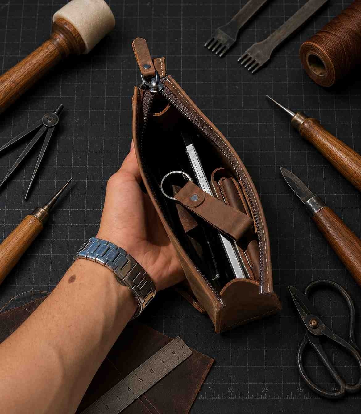 Vintage Leather Craft Hakiki Deri Erkek El Çantası