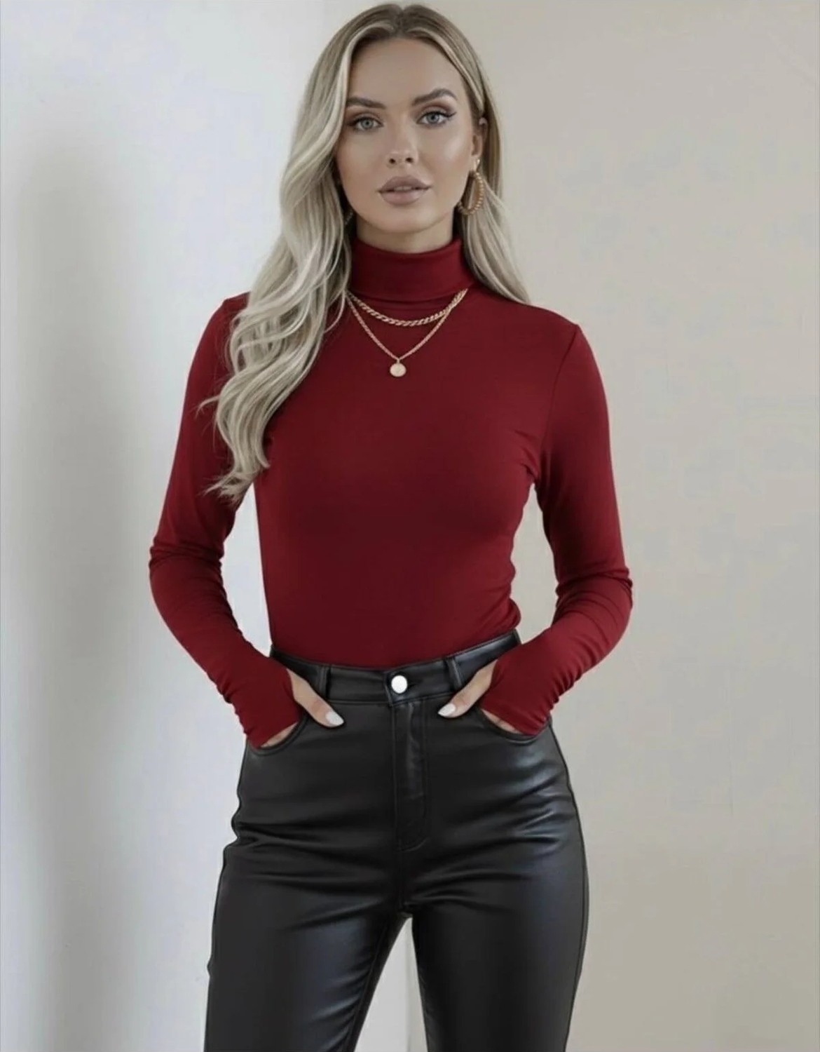 Hashtag Kadın Balıkçı Yaka Parmak Detaylı Body Viskon Kumaş