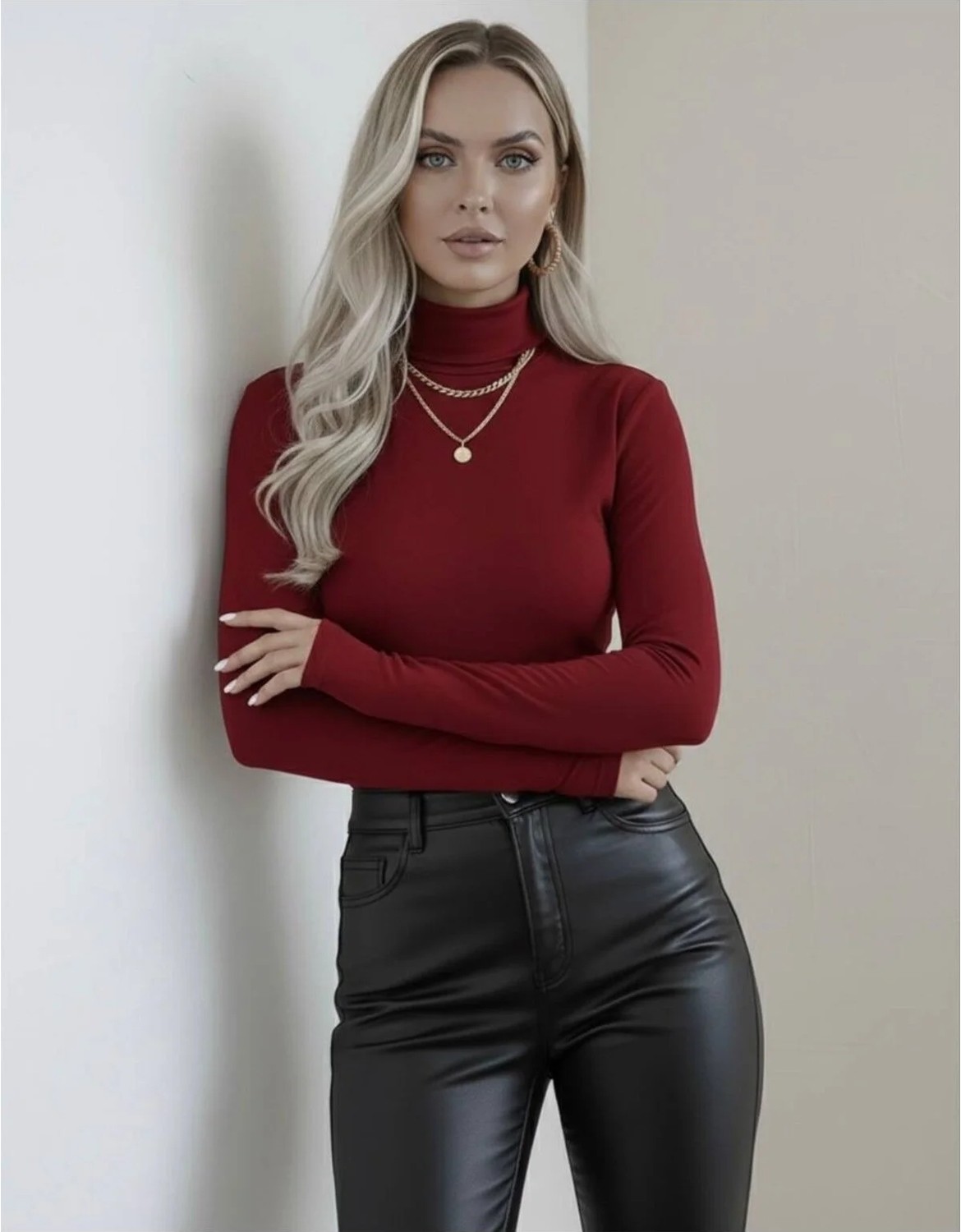 Hashtag Kadın Balıkçı Yaka Parmak Detaylı Body Viskon Kumaş görsel 2