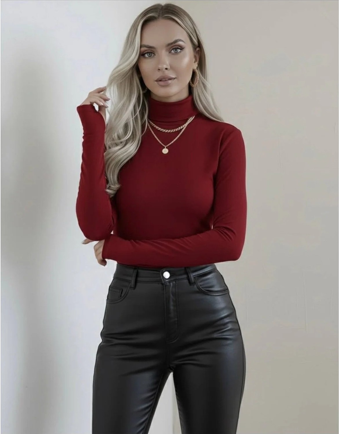Hashtag Kadın Balıkçı Yaka Parmak Detaylı Body Viskon Kumaş görsel 3
