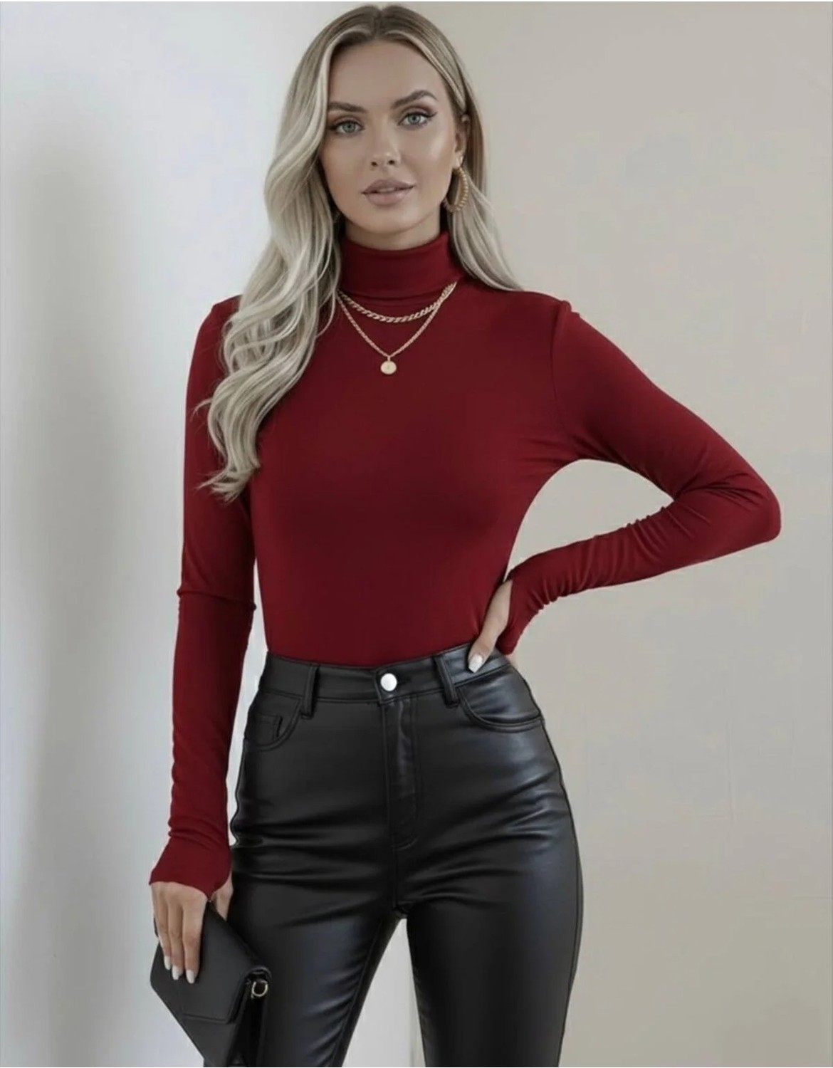 Hashtag Kadın Balıkçı Yaka Parmak Detaylı Body Viskon Kumaş görsel 4
