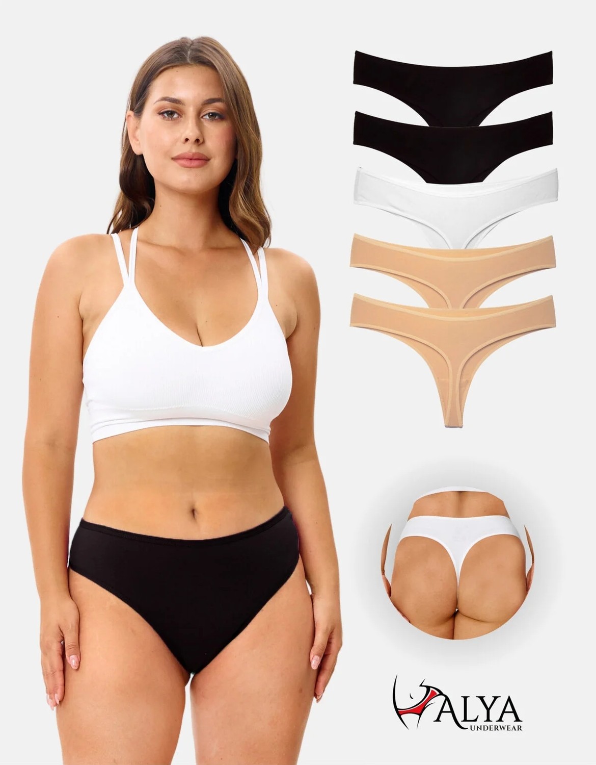 Alya Underwear Kadın Bato Tanga Pamuklu Külot, Büyük Beden, 5' Li Paket, Pudra, Mavi, Pembe, A.yeşil, Laci. görsel 8