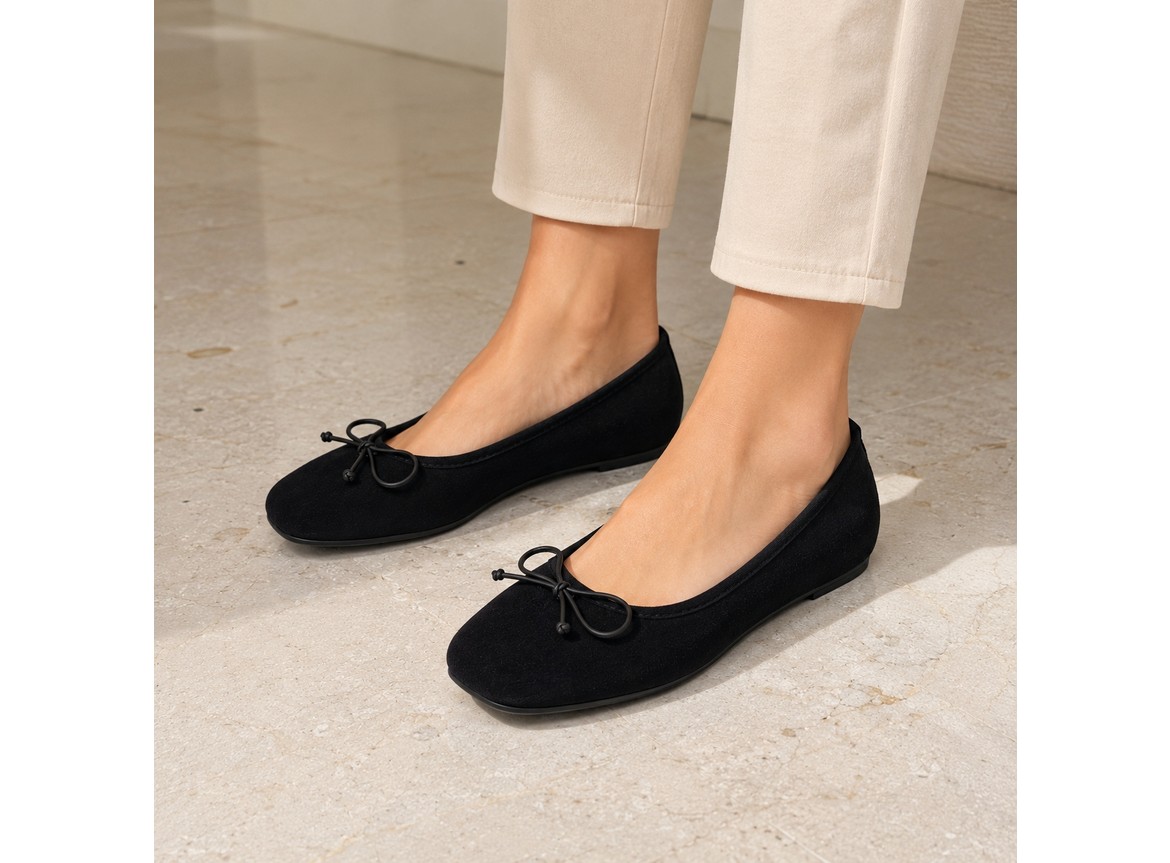 Patron Shoes Kadın Gizli Ökçeli Babet Kare Burun Fiyonk Detaylı Günlük Rahat Ayakkabı görsel 4