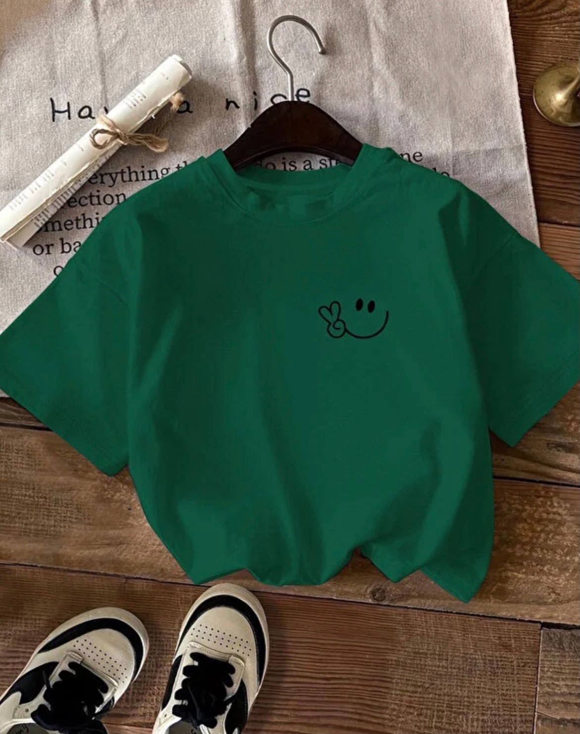 Punix Büyük Beden Özel Tasarım Gülücük Emoji Baskılı %100 Pamuk Oversize Kadın Battal T-Shirt