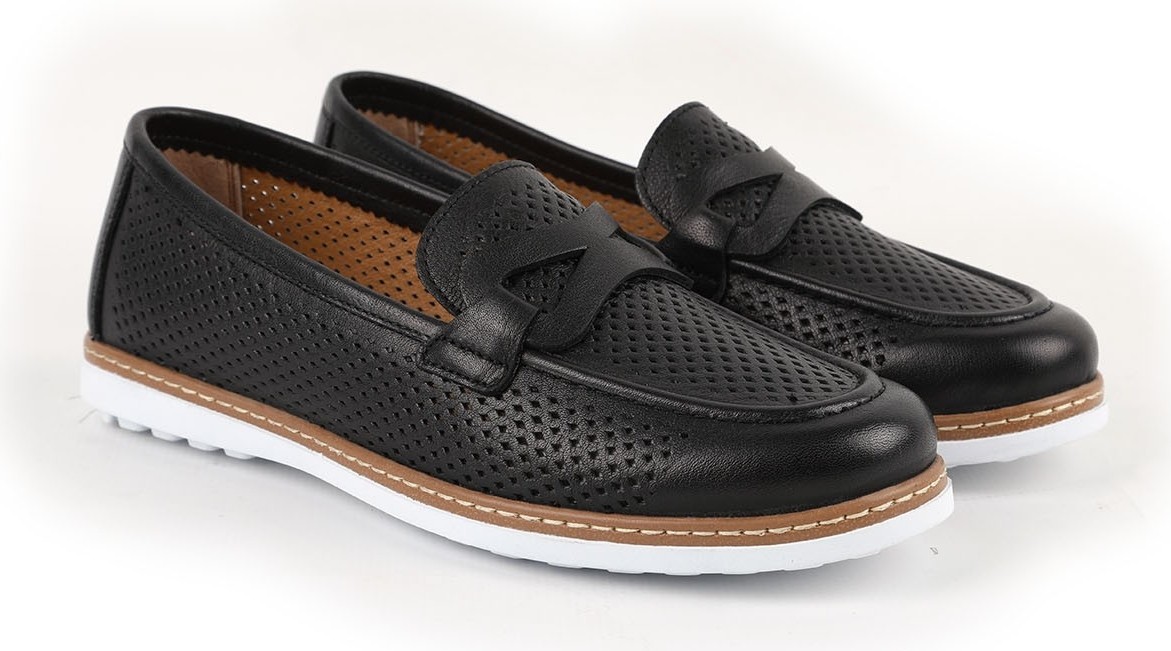 Libero L10.2231 Hakiki Deri Lazer Delikli Dikiş Detaylı Ortopedik Poli Taban Kadın Comfort Loafer Anne Ayakkabısı görsel 3