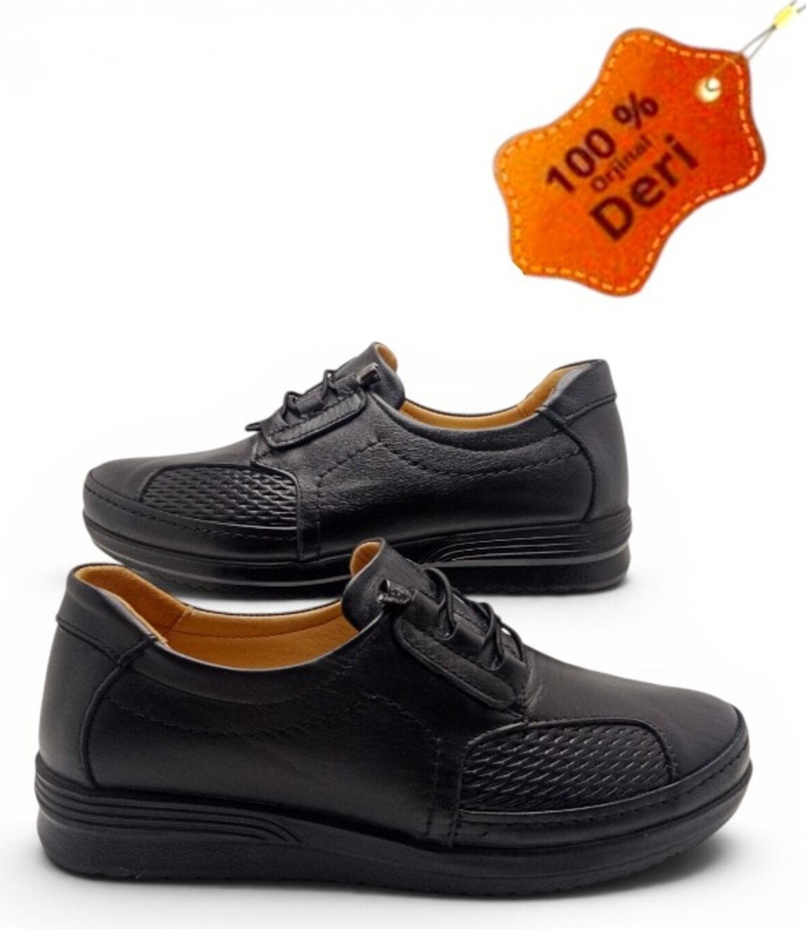 Magic Shoes Kadın Lastik Bağçıklı Tamamen Hakiki Deri Comfort Tam Ortopedik Anne Ayakkabısı görsel 3