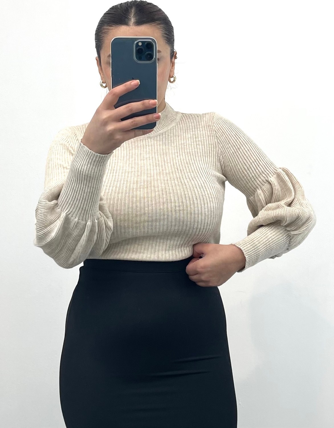 Nisum Moda Balon Kol Balıkçı Triko Body