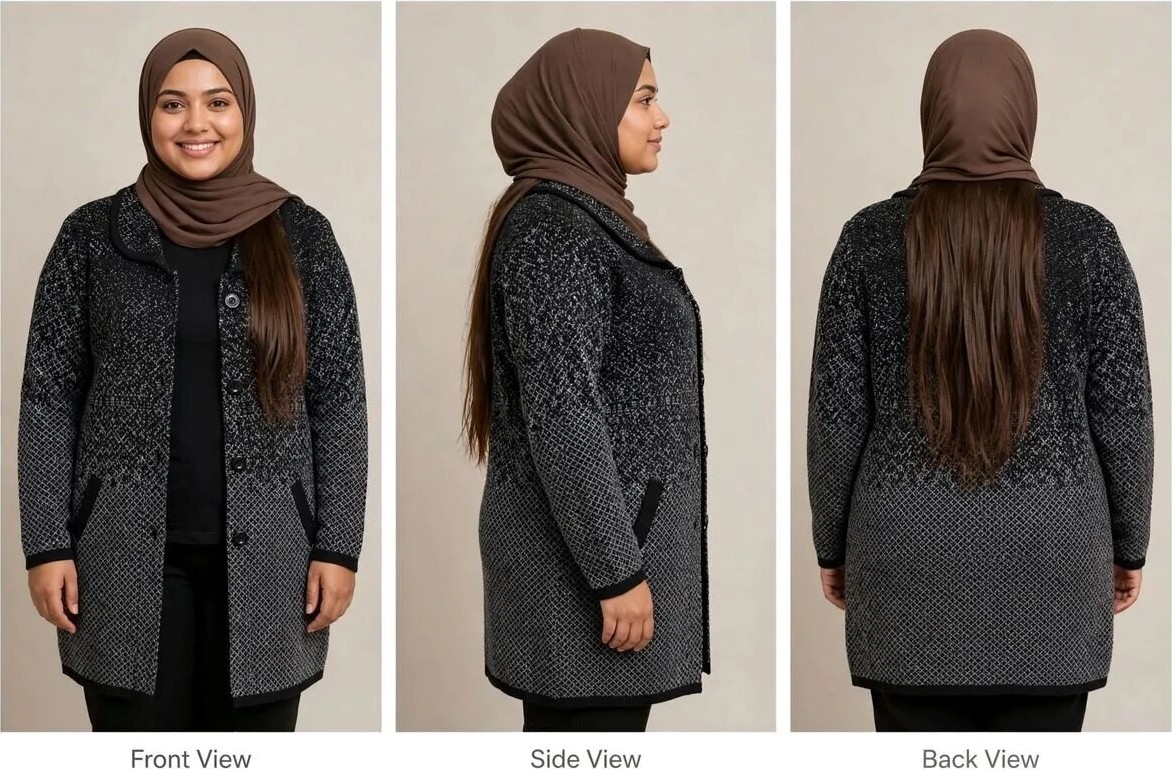 Snf Uzun Hırka 1 Adet Grli Siyahlı Yakalı Kaliteli Kullanışlı Şık Güzel görsel 2