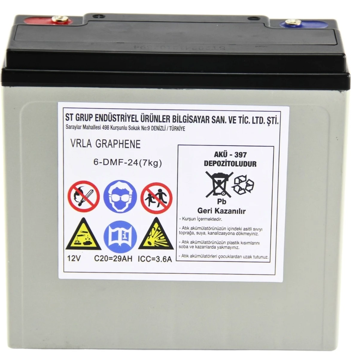 Resim Safir 12 V - 24 Ah Grafen Jel Akü 6'lı Set Elektrikli Bisiklet Aküsü 