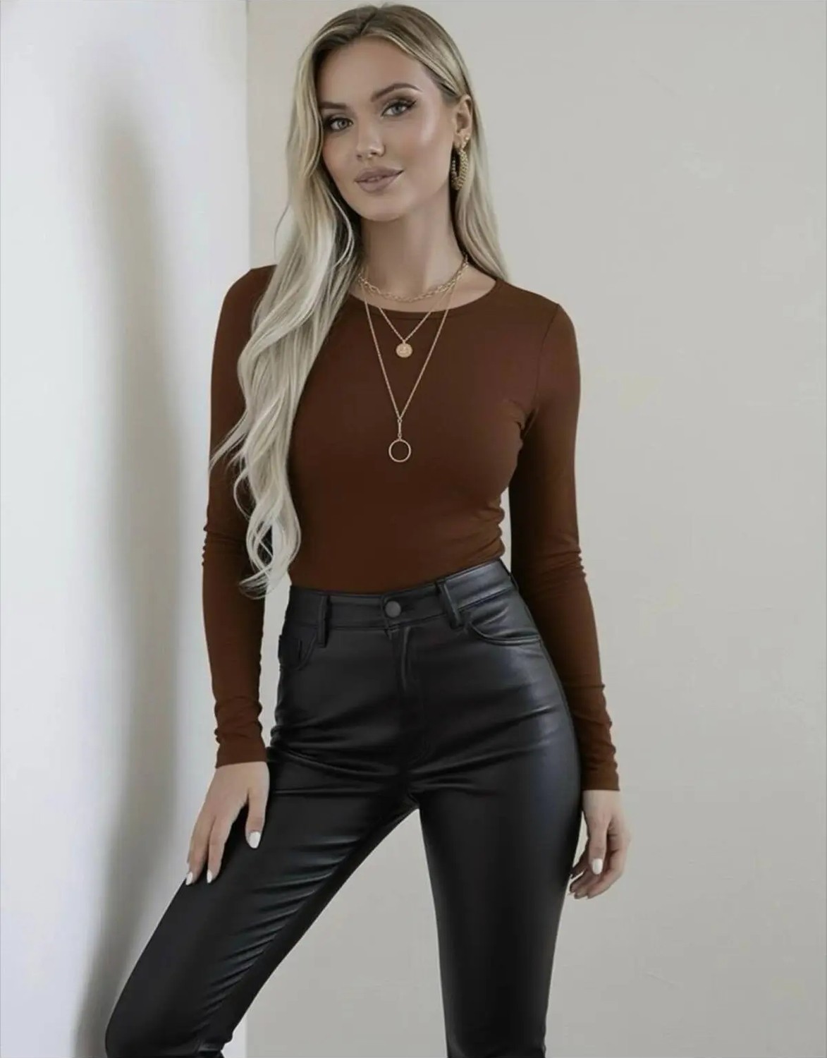 Hashtag Kadın Bisiklet Yaka Uzun Kollu Body Viskon Kumaş görsel 8