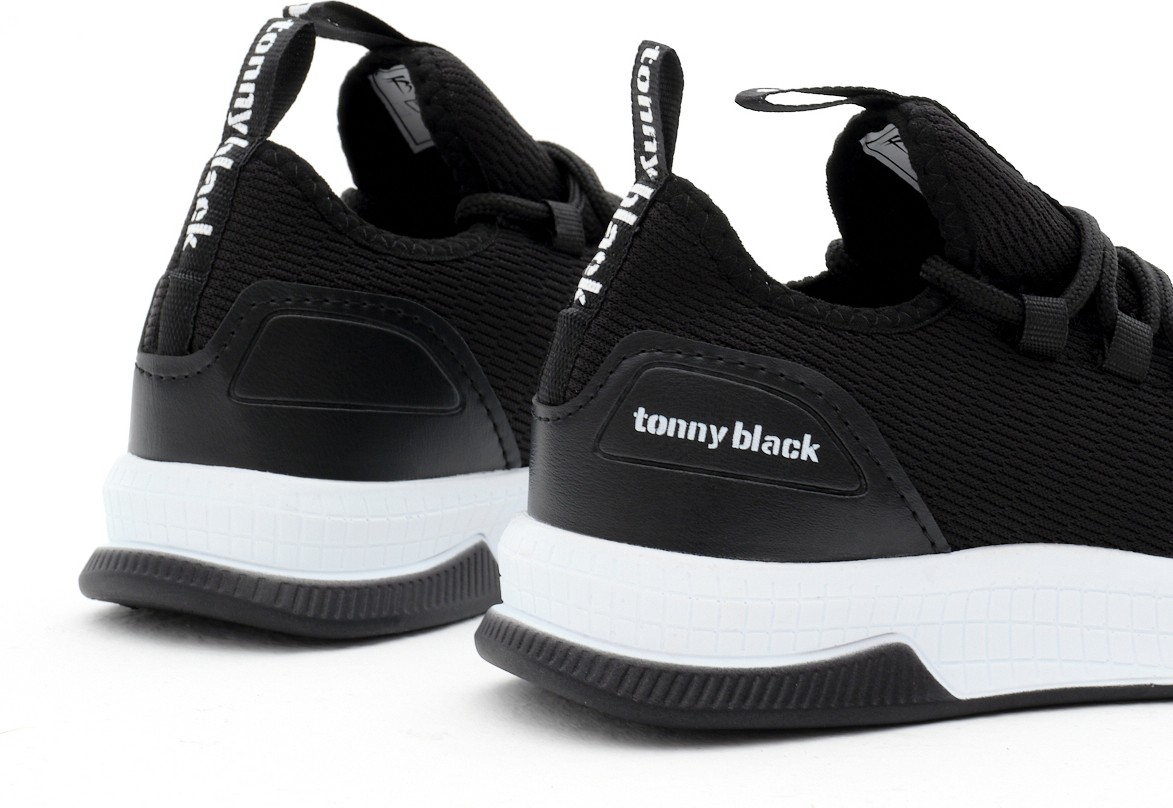 Tonny Black Unisex Siyah Beyaz Nefes Alabilen Kumaş Poli Taban Bağcıklı Spor Ayakkabı Düz Taban görsel 7